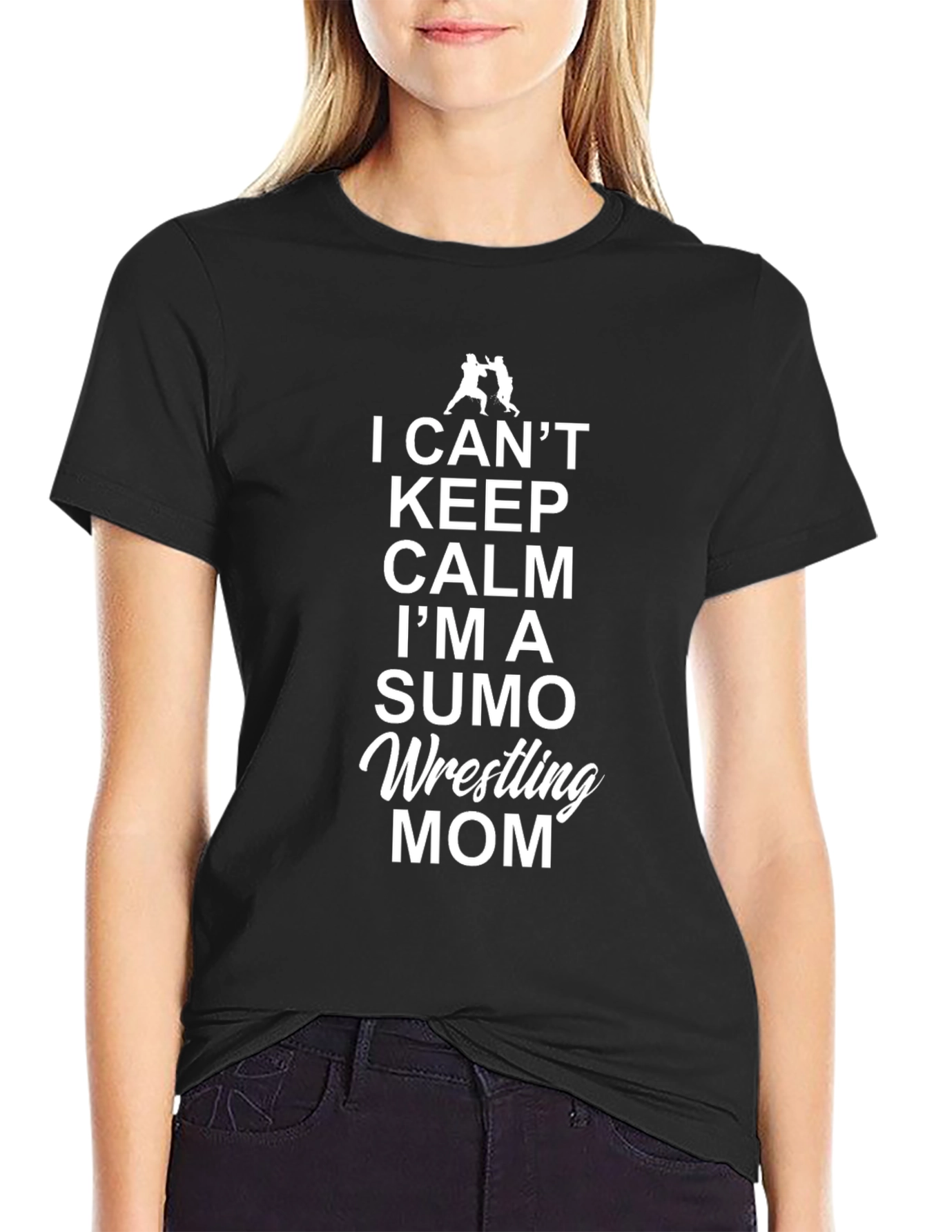 Black Sumo Wrestling Mom Tee - Keep Calm Funny Graphic T-Shirt view 2