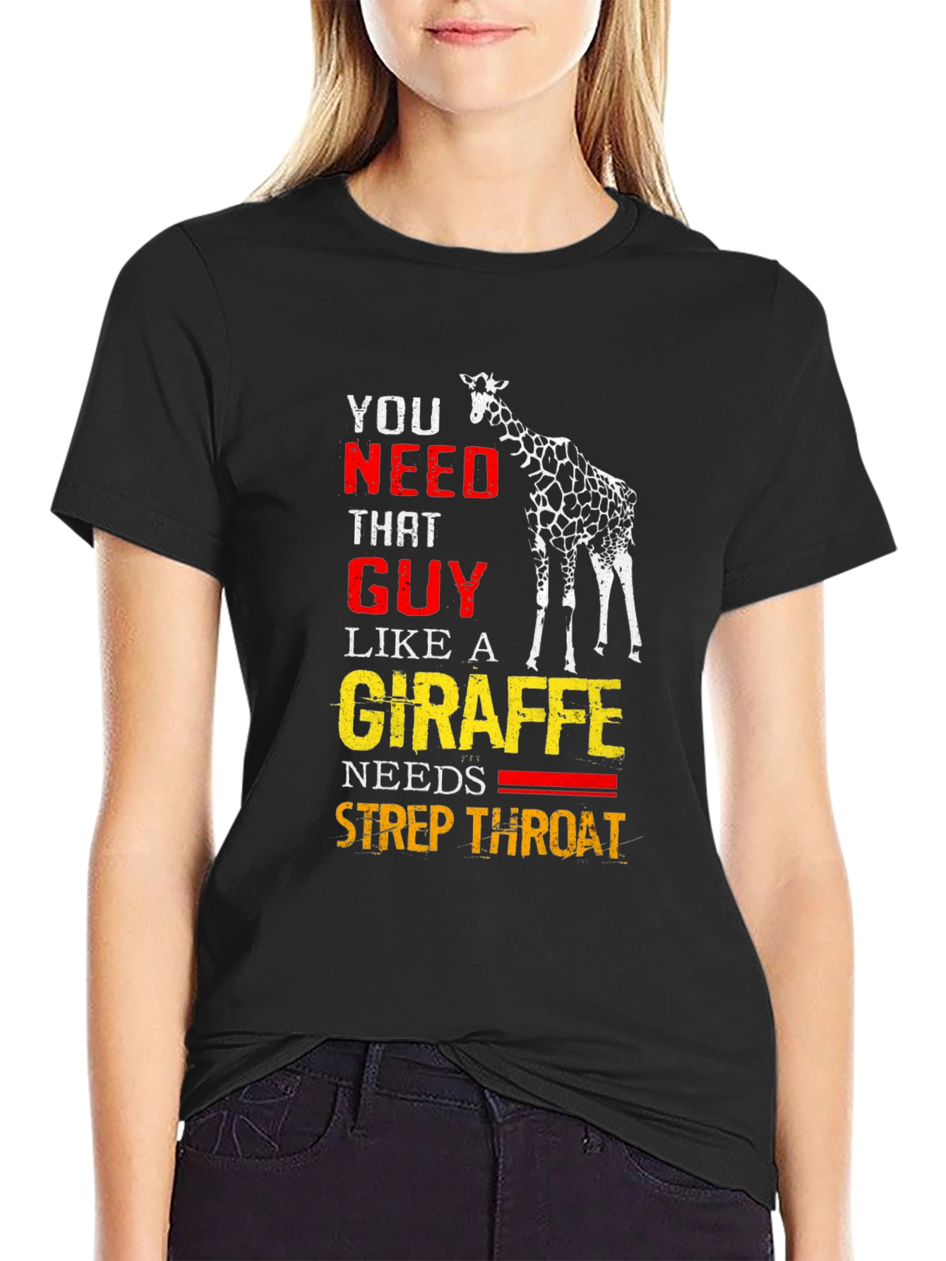 Black Giraffe Strep Throat Graphic T-Shirt view 2