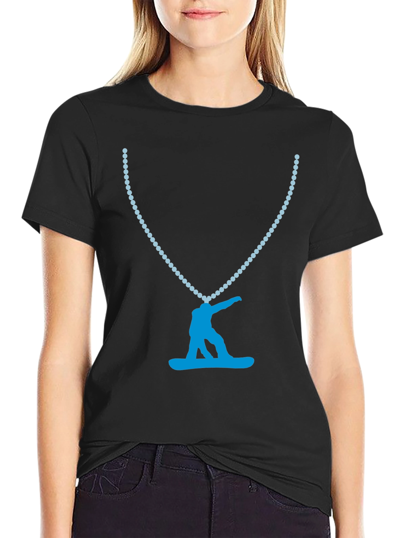 Black Snowboarder Pendant Tee - Cool Graphic Print view 2