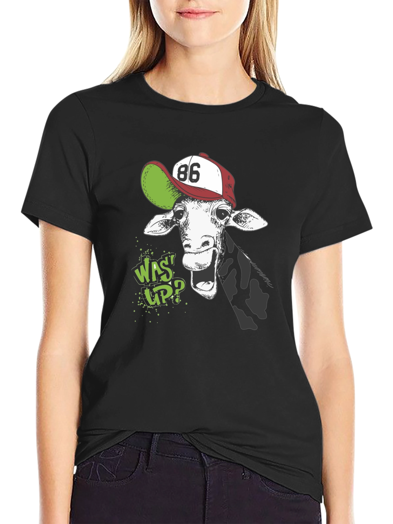 Black Giraffe "Wassup" Graphic T-Shirt view 2