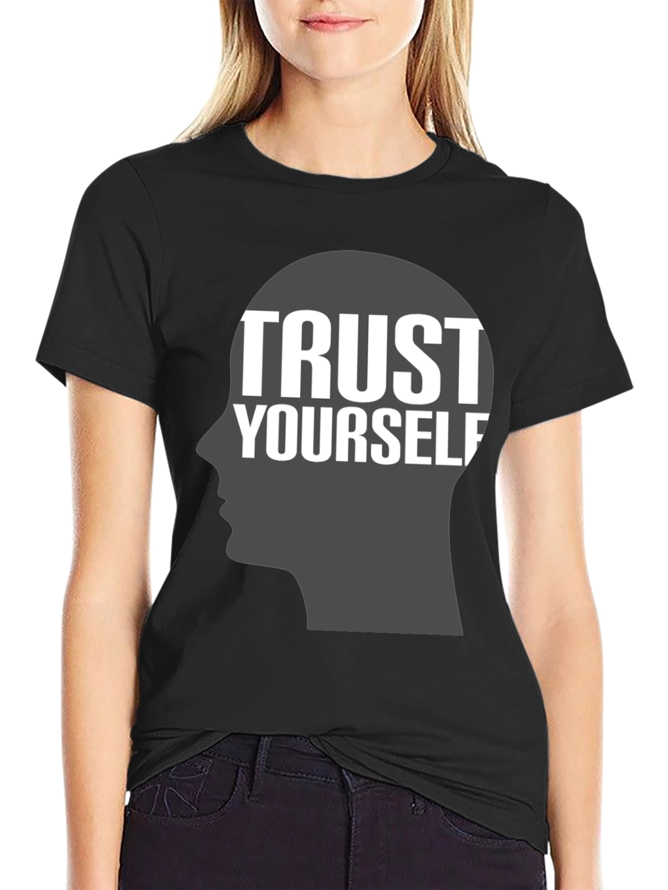 Black Trust Yourself Graphic T-Shirt - Motivational Tee view 2