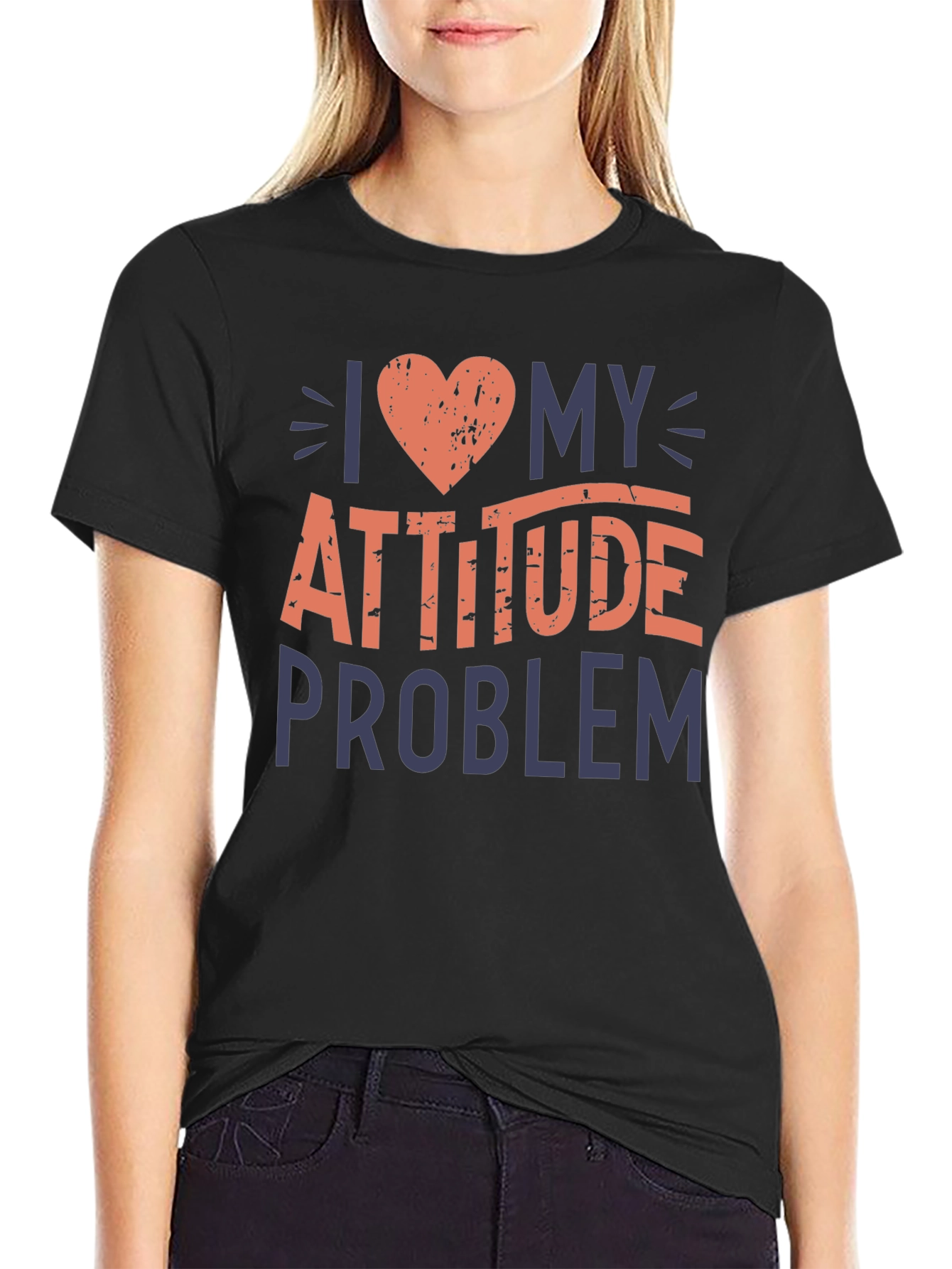 Black I Love My Attitude Problem Graphic T-Shirt view 2
