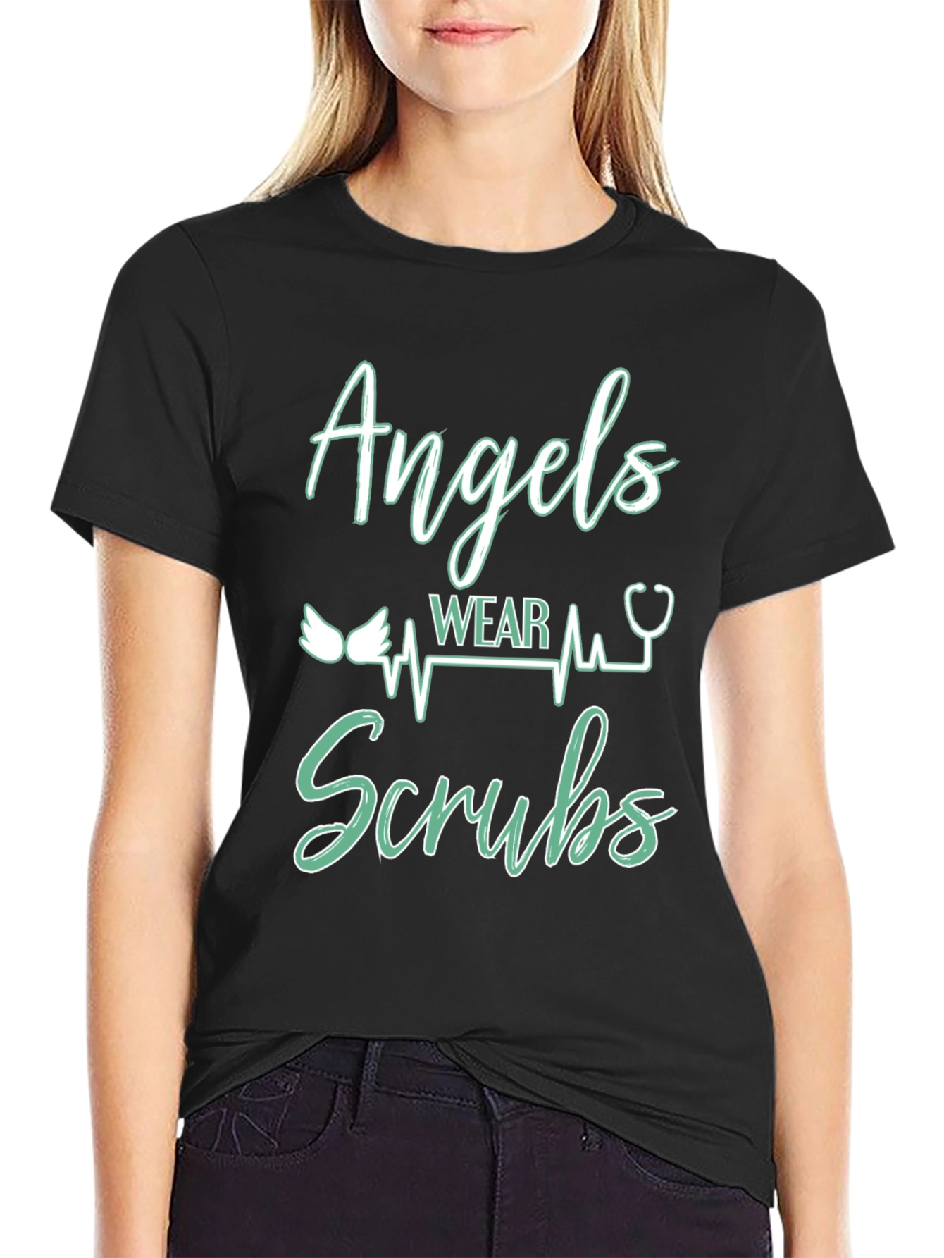 Black Angels Wear Scrubs Graphic Tee view 2