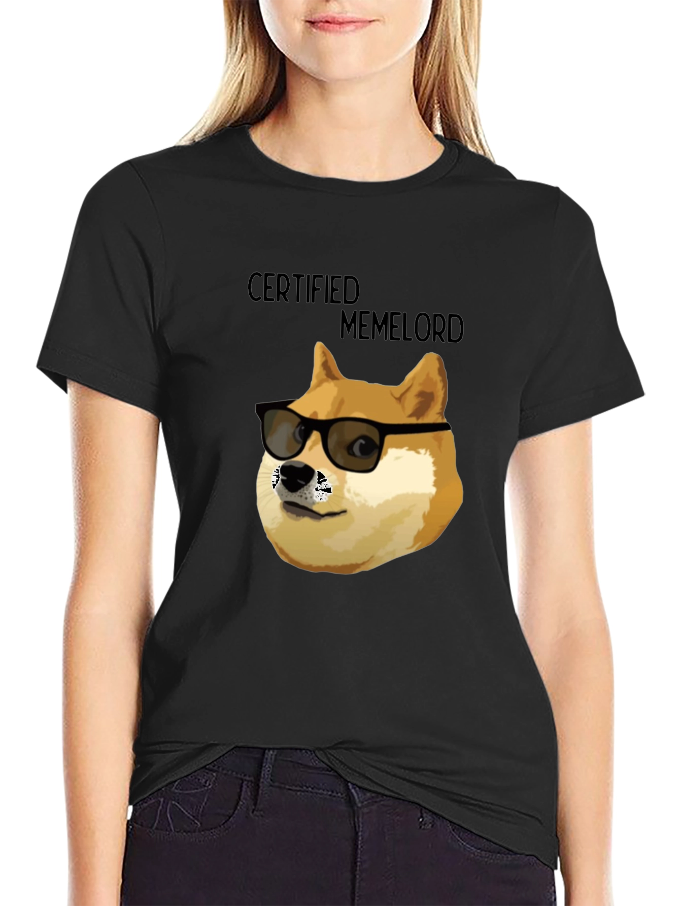 Black Certified Memelord Doge T-Shirt view 2