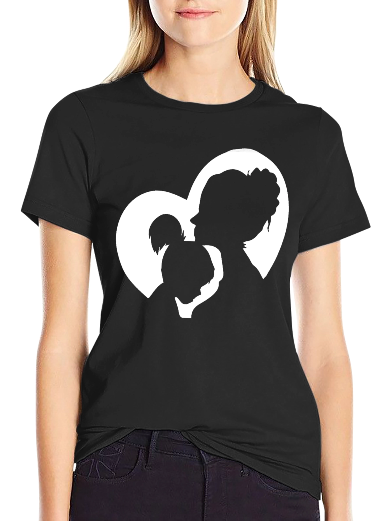 Black Mother & Daughter Heart Graphic T-Shirt view 2