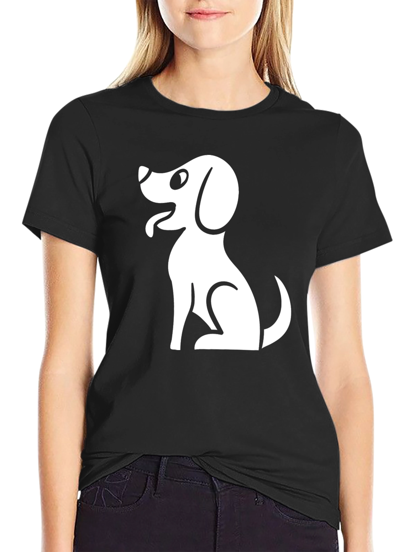 Black Dog Graphic Black T-Shirt - Cute Puppy Design view 2