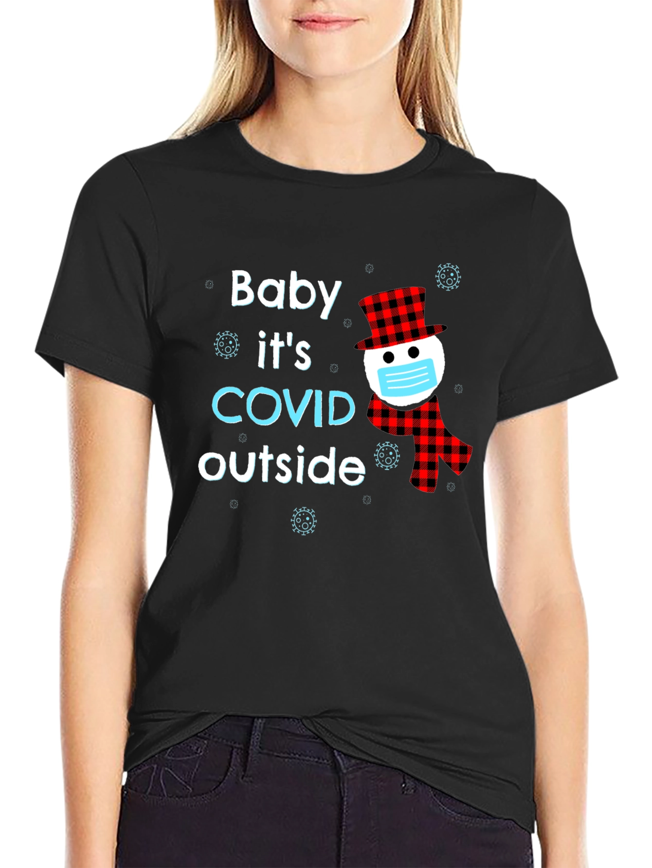 Black Baby It's COVID Outside Novelty T-Shirt view 2