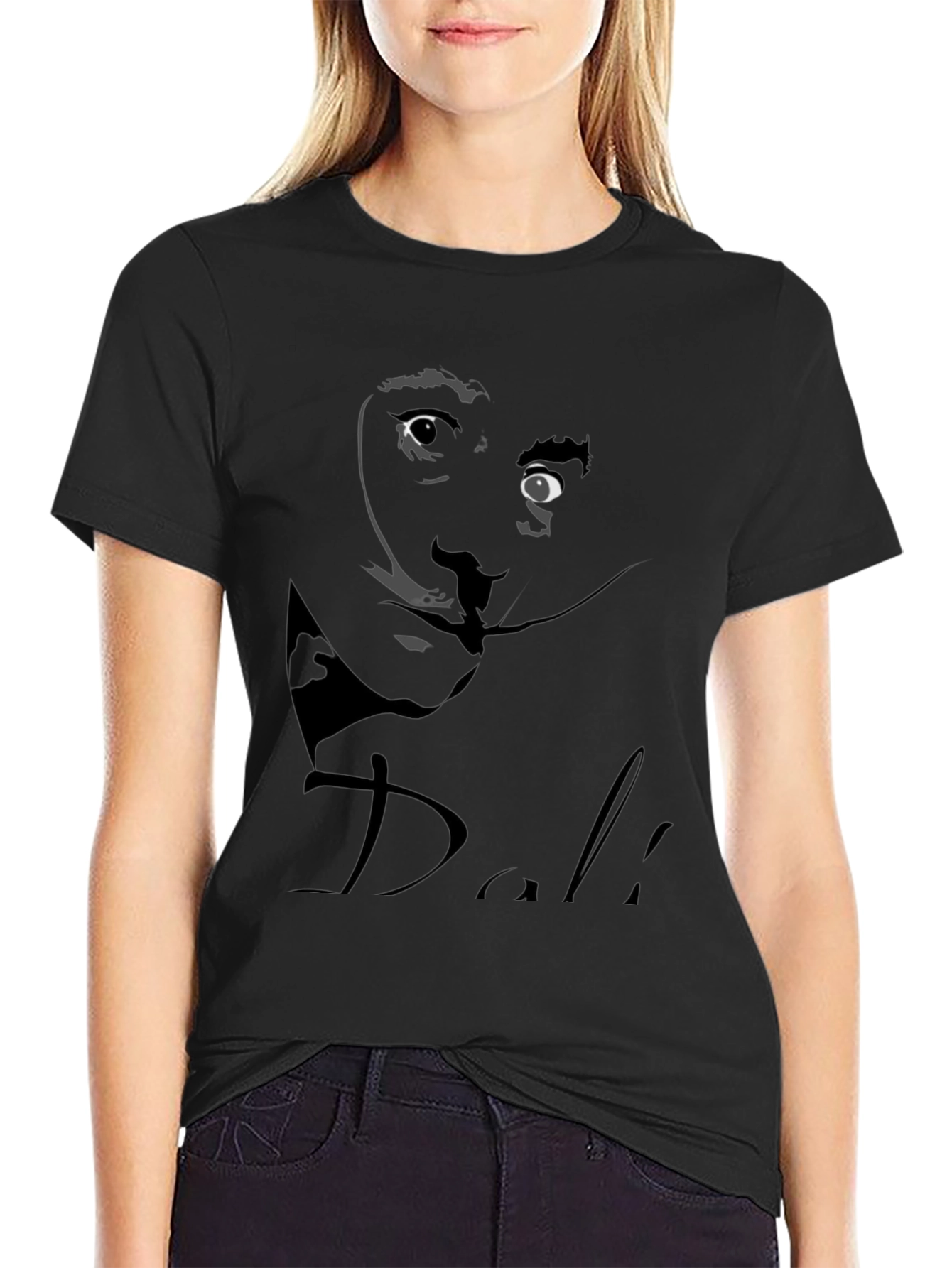 Black Salvador Dali Graphic Print Black T-Shirt view 2