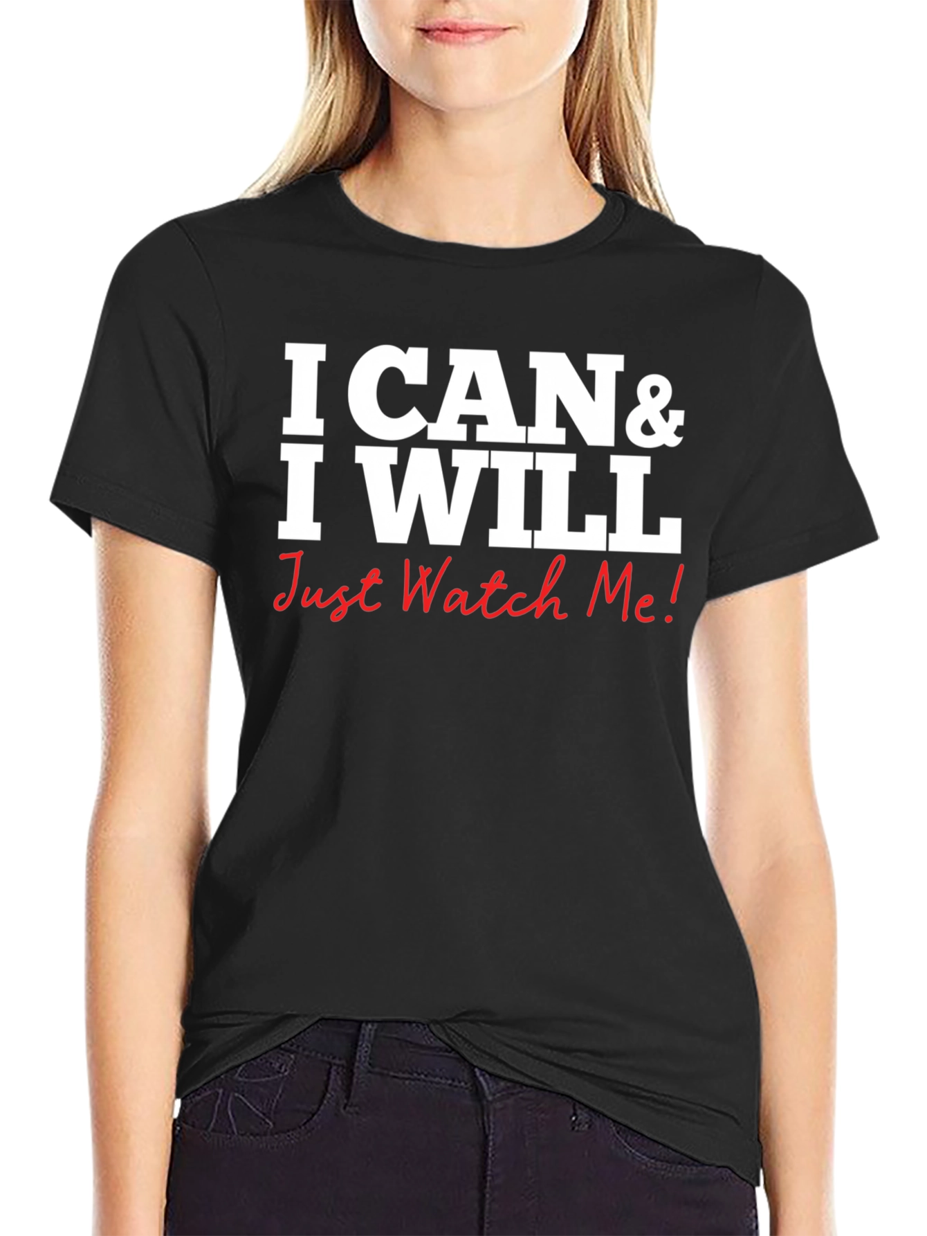 Black I Can & I Will Graphic Tee - Motivational Shirt view 2