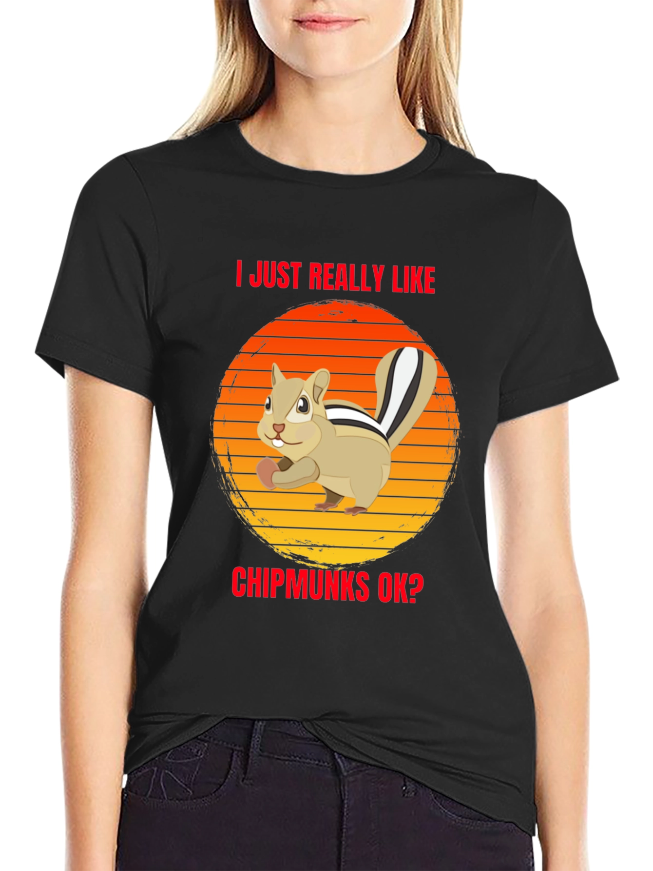 Black Chipmunk Lover T-Shirt - I Just Really Like Chipmunks OK? view 2