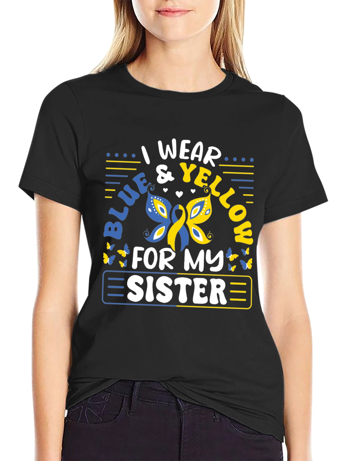 I Wear Blue & Yellow for My Sister T-Shirt - 2