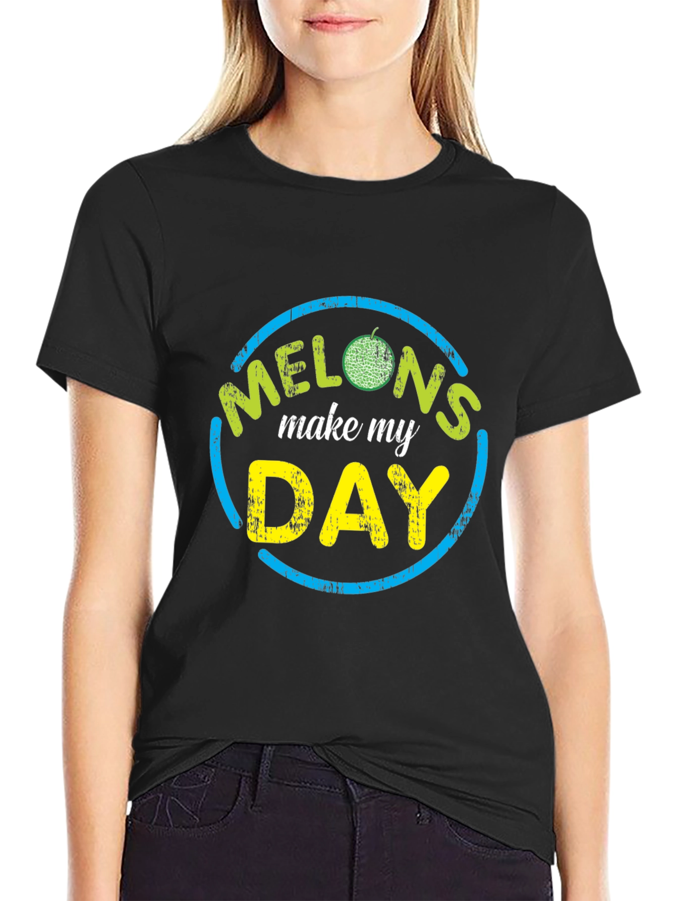 Black Melons Make My Day Graphic Tee - Novelty T-Shirt view 2