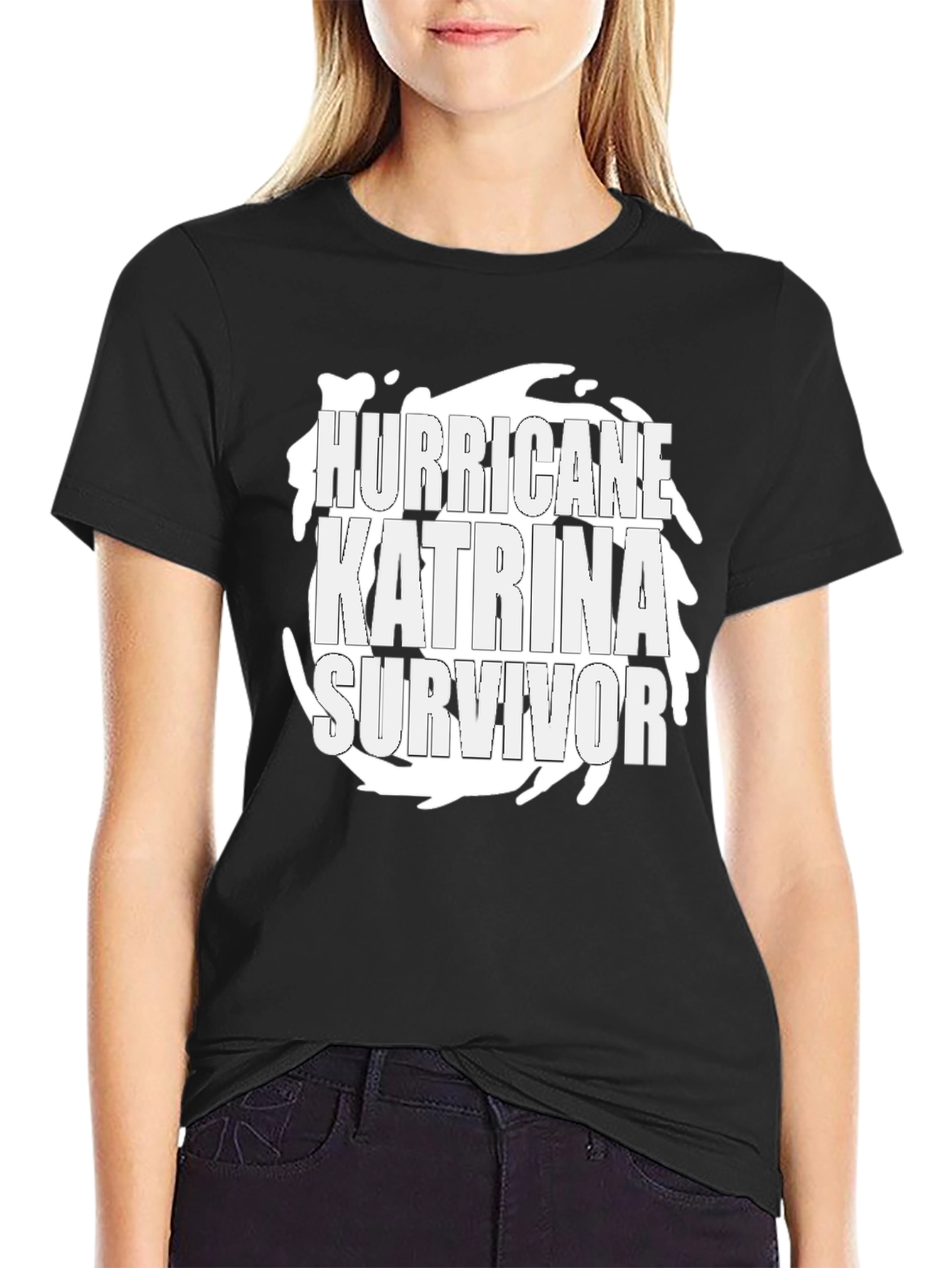 Black Hurricane Katrina Survivor Graphic T-Shirt view 2