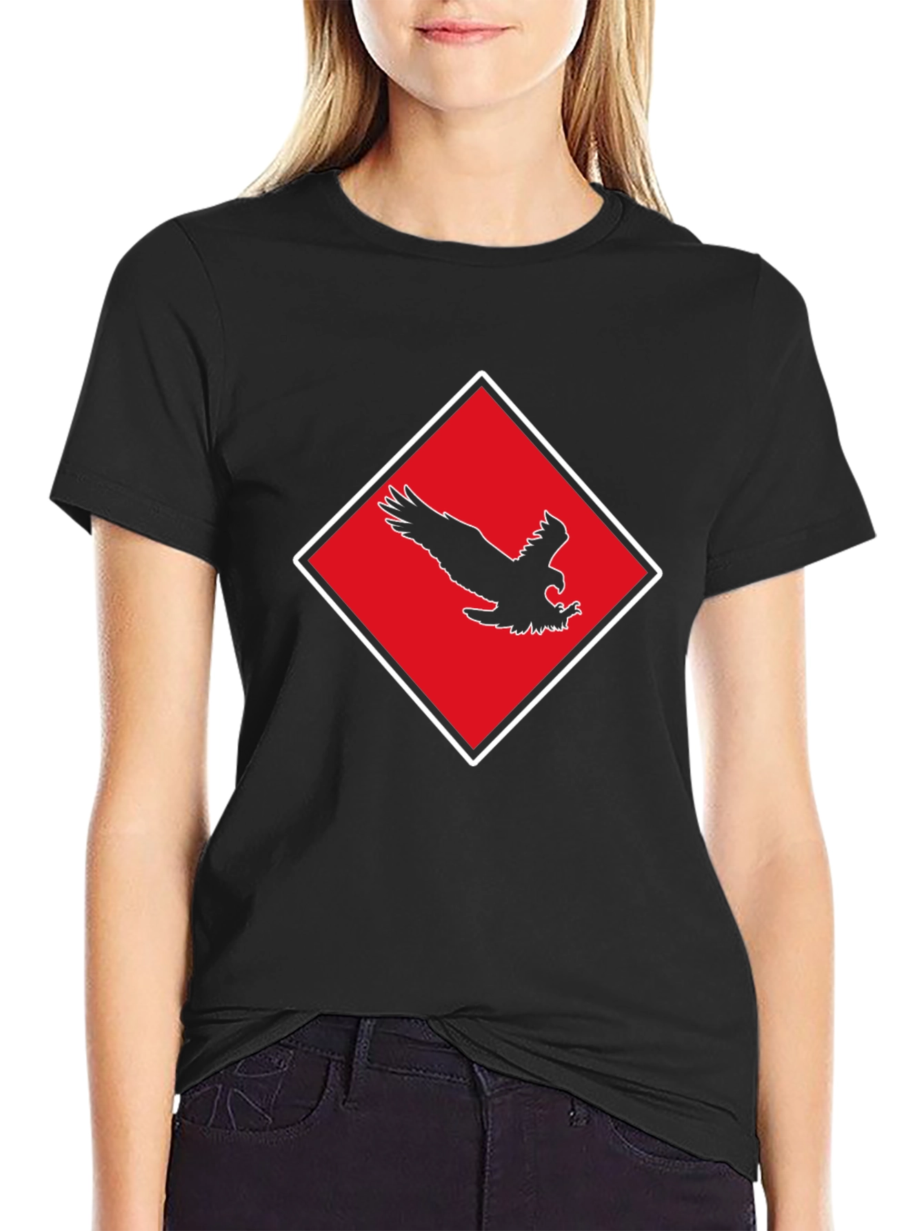 Black Eagle Crest Black T-Shirt view 2
