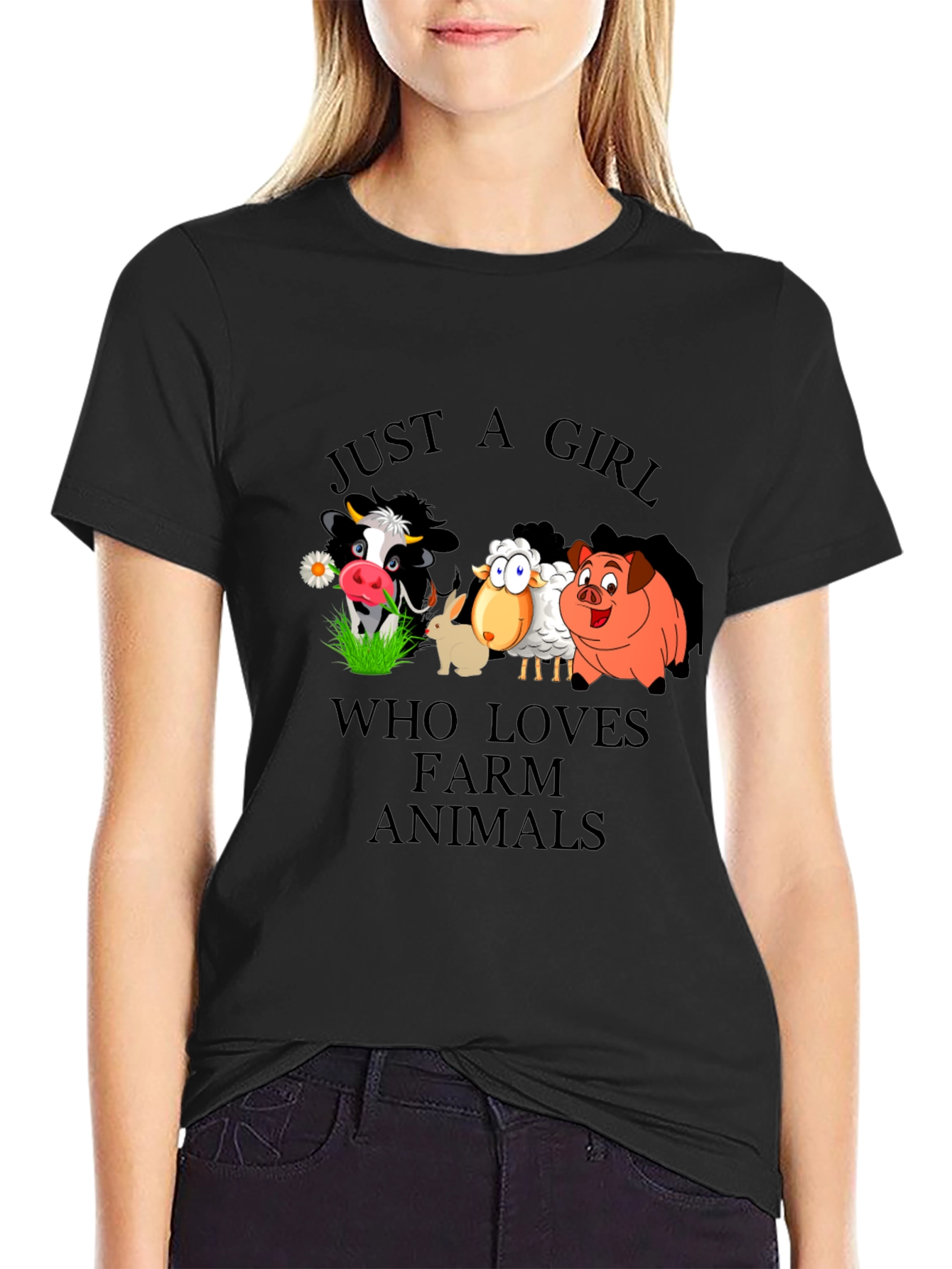Black Farm Animal Lover Graphic T-Shirt view 2