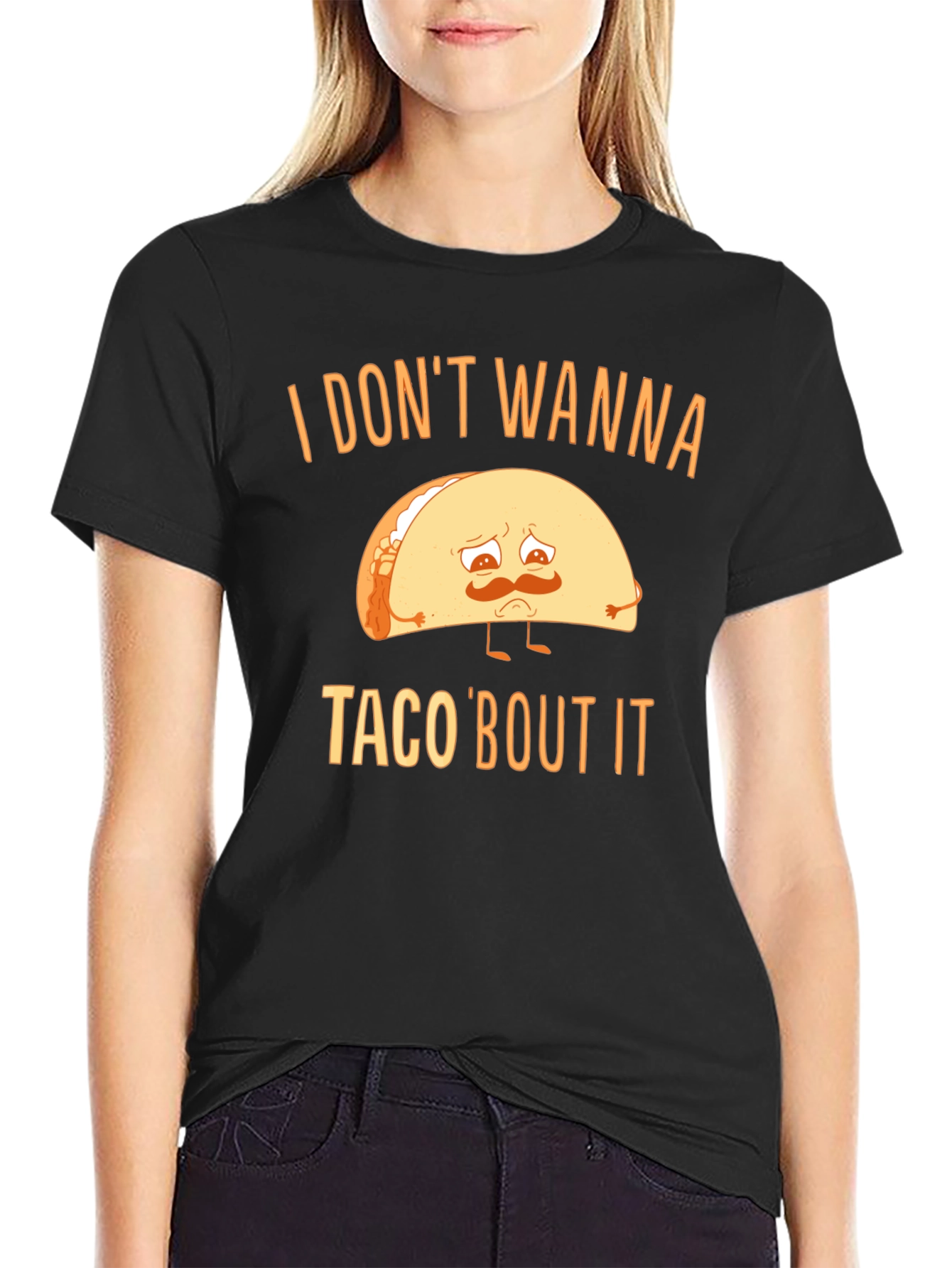 Black Sad Taco T-Shirt - I Don't Wanna Taco 'Bout It Graphic Tee view 2