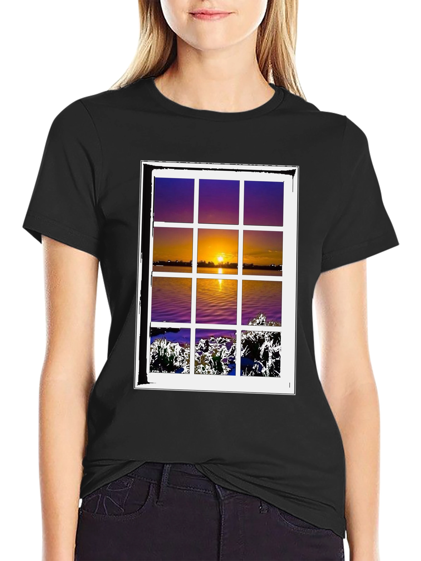 Black Sunset Window T-Shirt - Nature Lover's Tee view 2