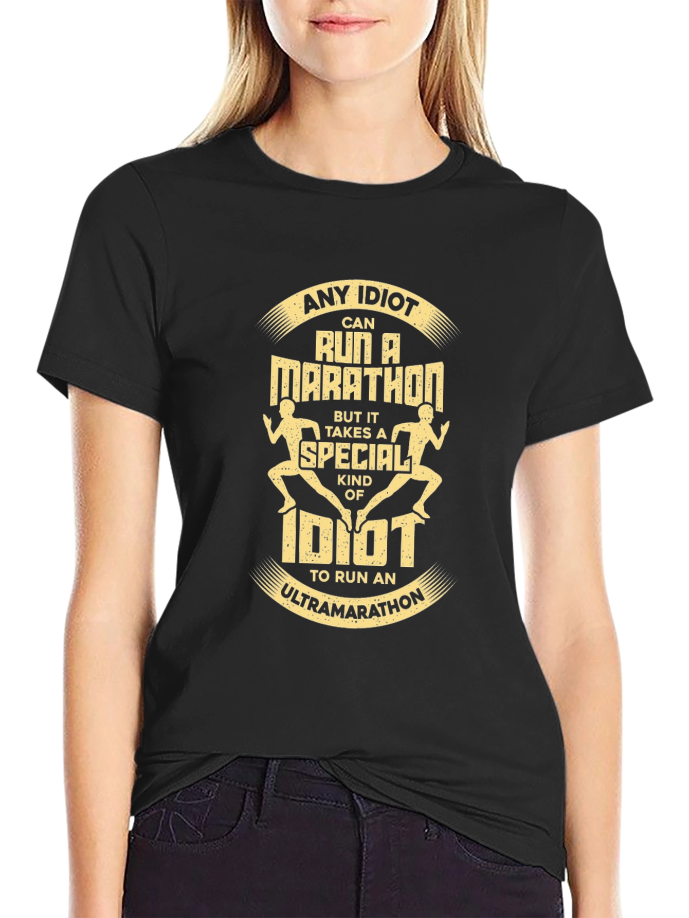 Black Ultra Marathon Idiot T-Shirt - Running Tee view 2