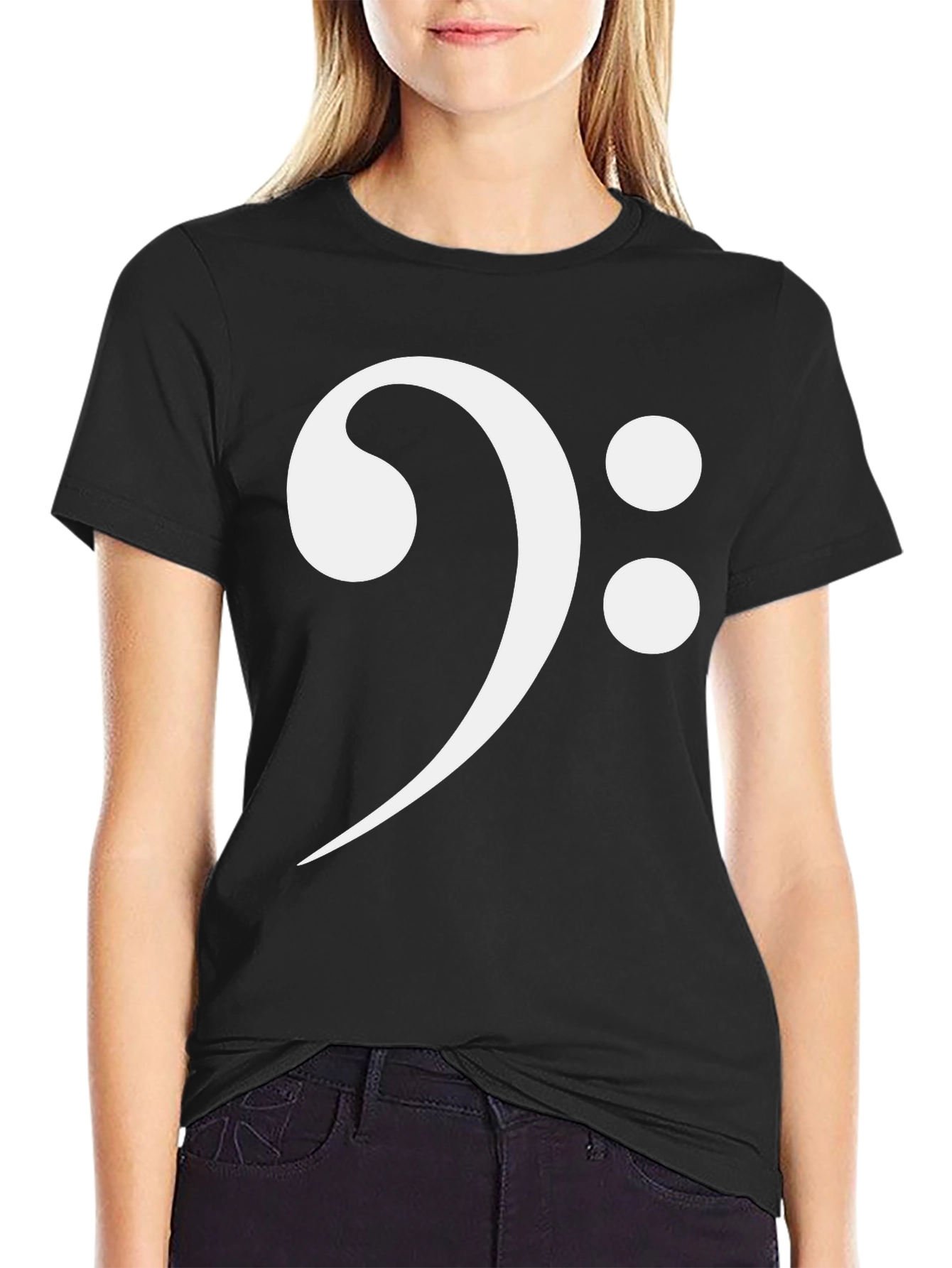 Black Bass Clef Graphic Tee - Music Lover Shirt view 2
