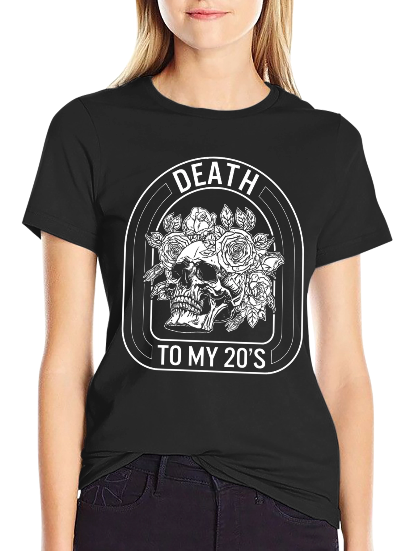 Black Death To My 20's Skull Rose Graphic Tee view 2