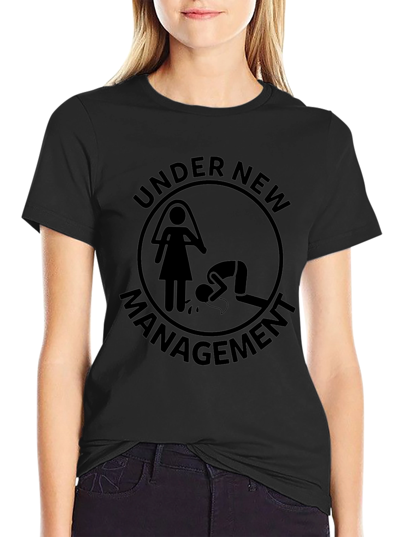 Black Under New Management Funny T-Shirt Groom Humor Tee view 2