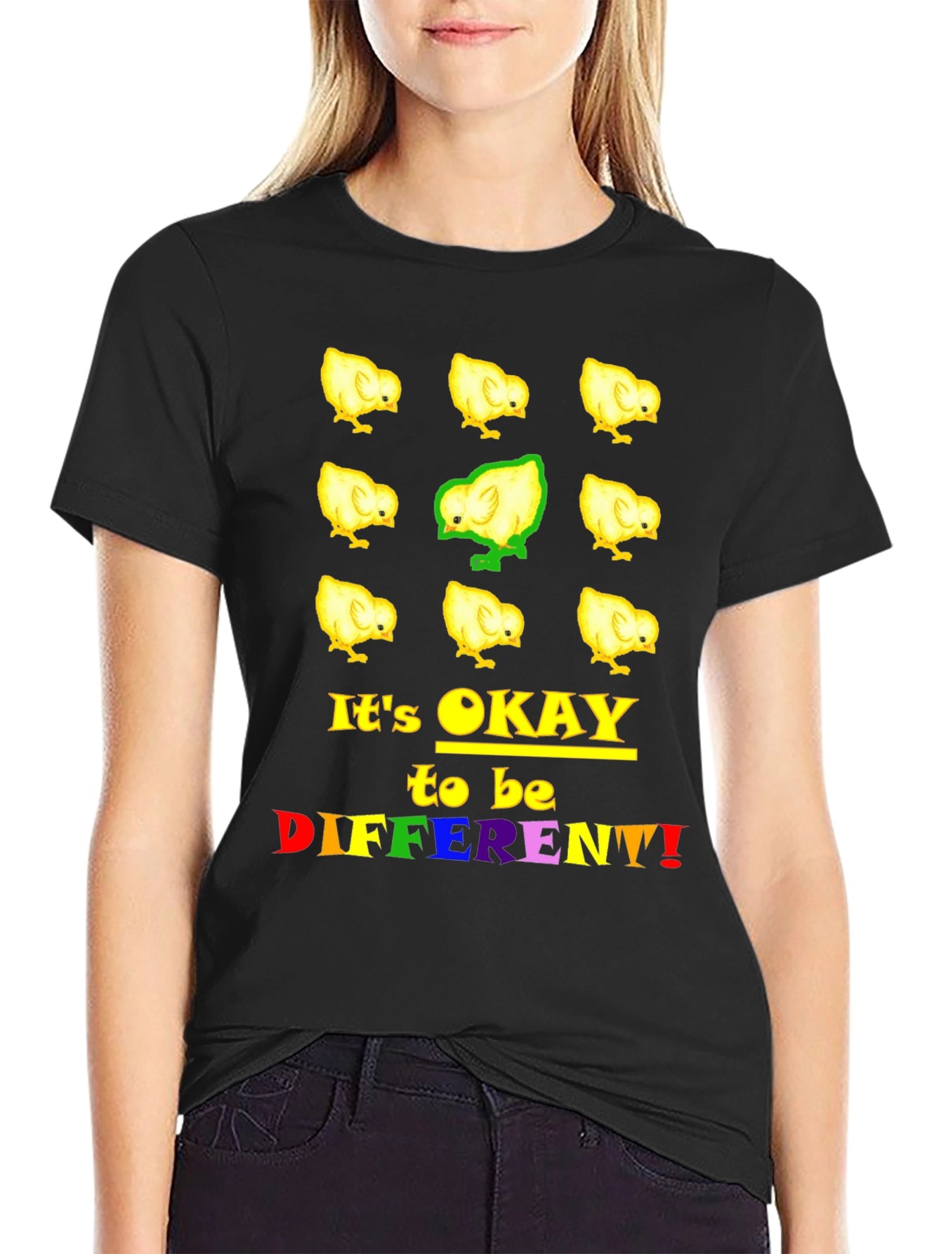 Black Be Different Chick T-Shirt view 2