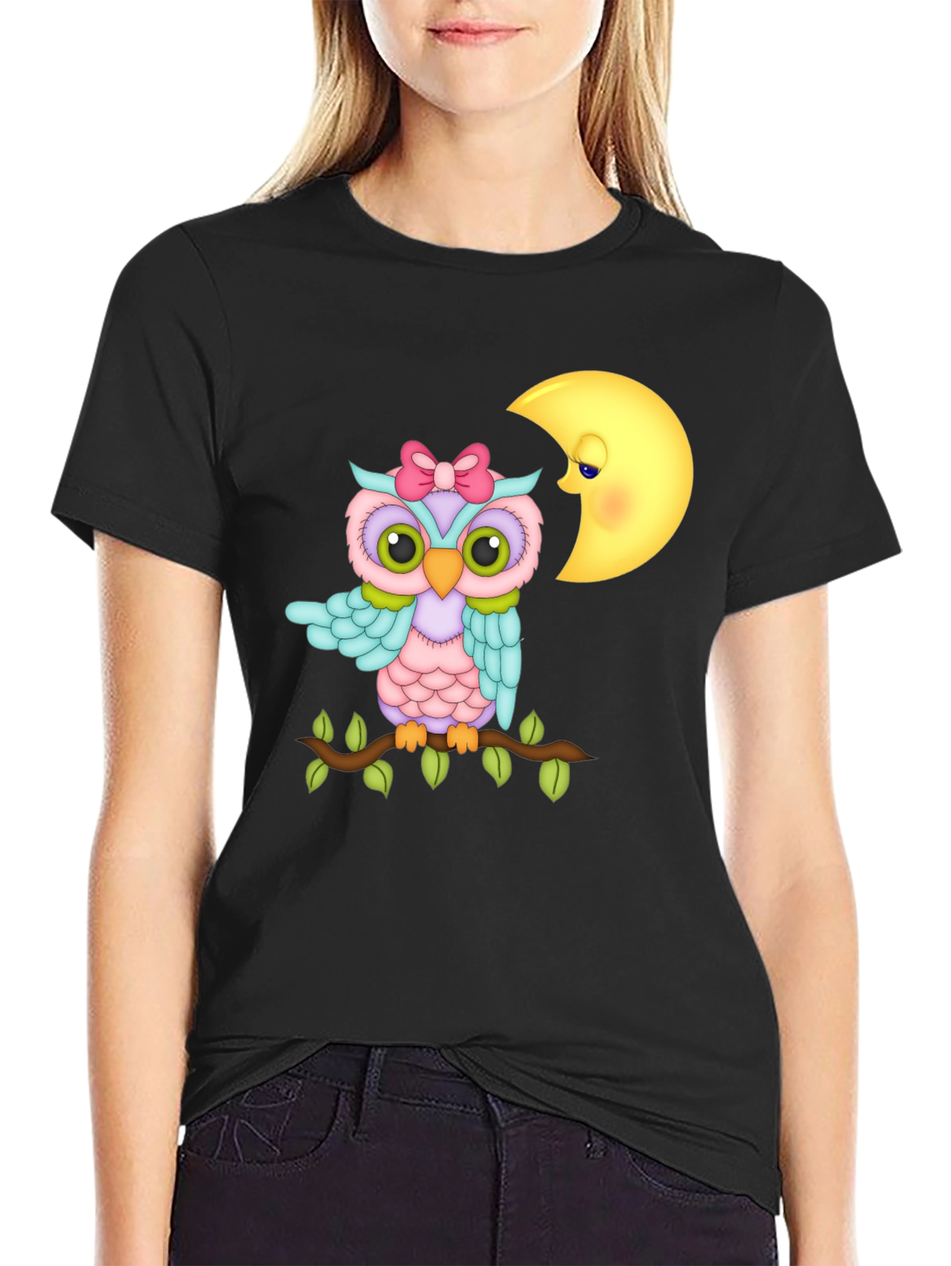 Black Owl and Moon Graphic Tee - Unisex view 2