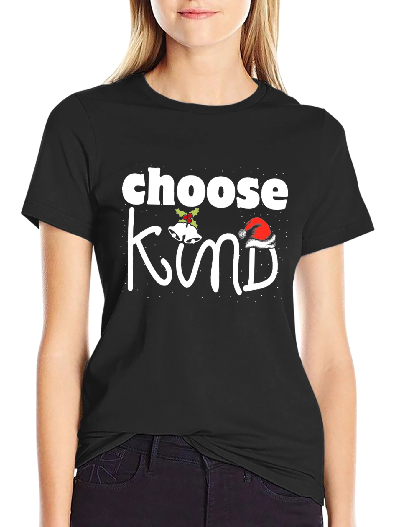 Black Choose Kind Christmas T-Shirt view 2