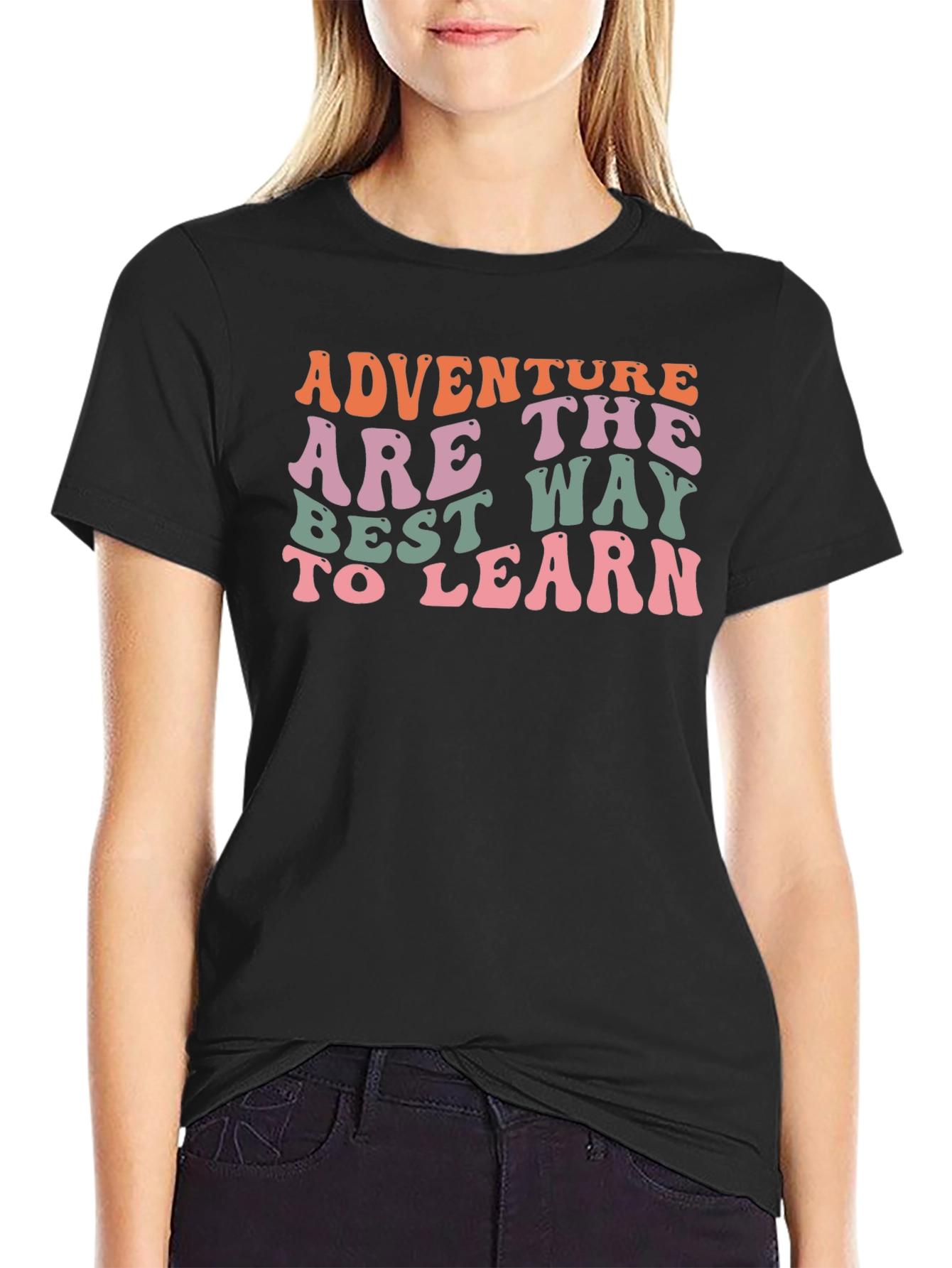 Black Adventure Is the Best Way to Learn Graphic Tee view 2