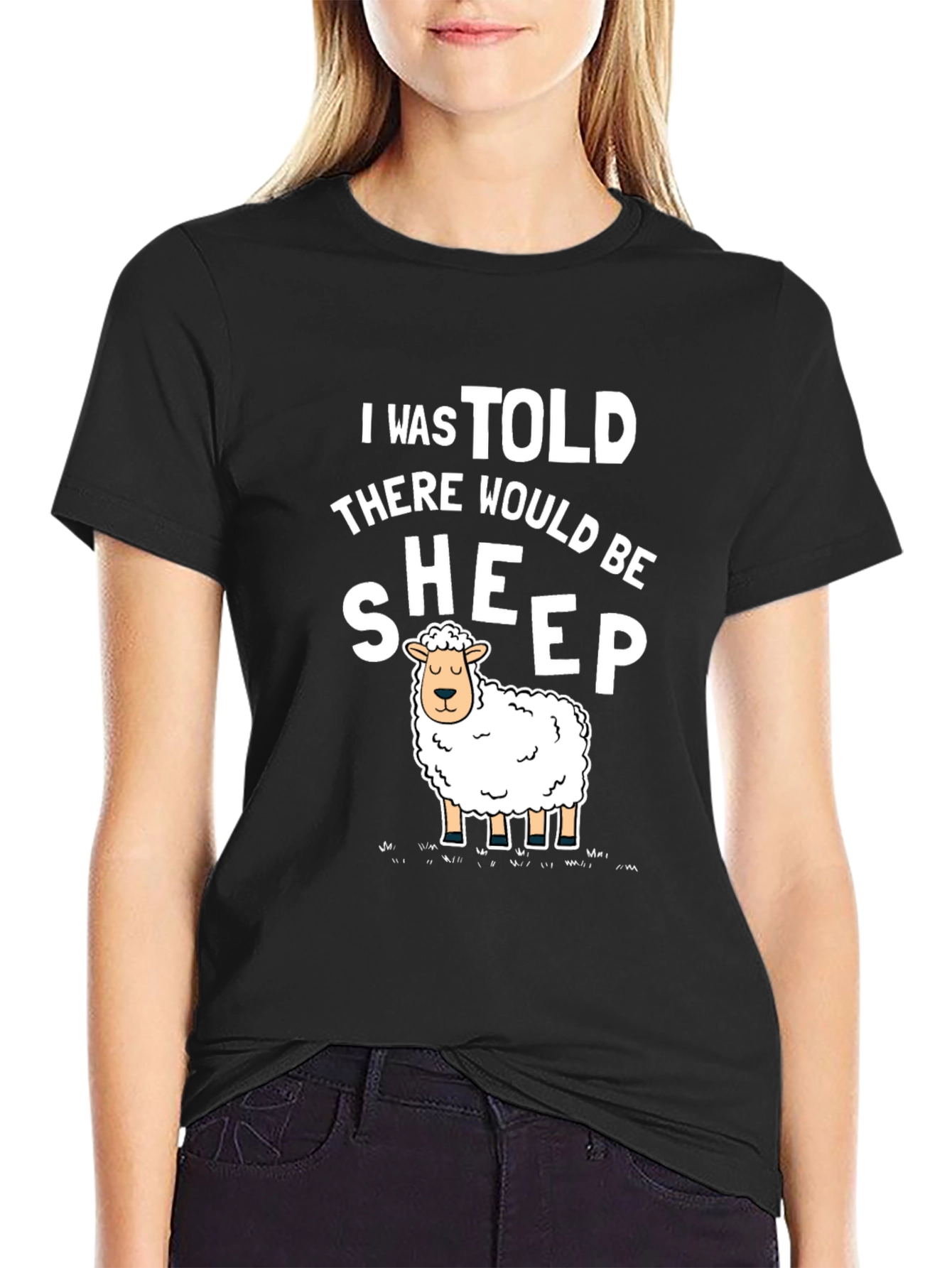 Black Funny "I Was Told There Would Be Sheep" Graphic Tee view 2