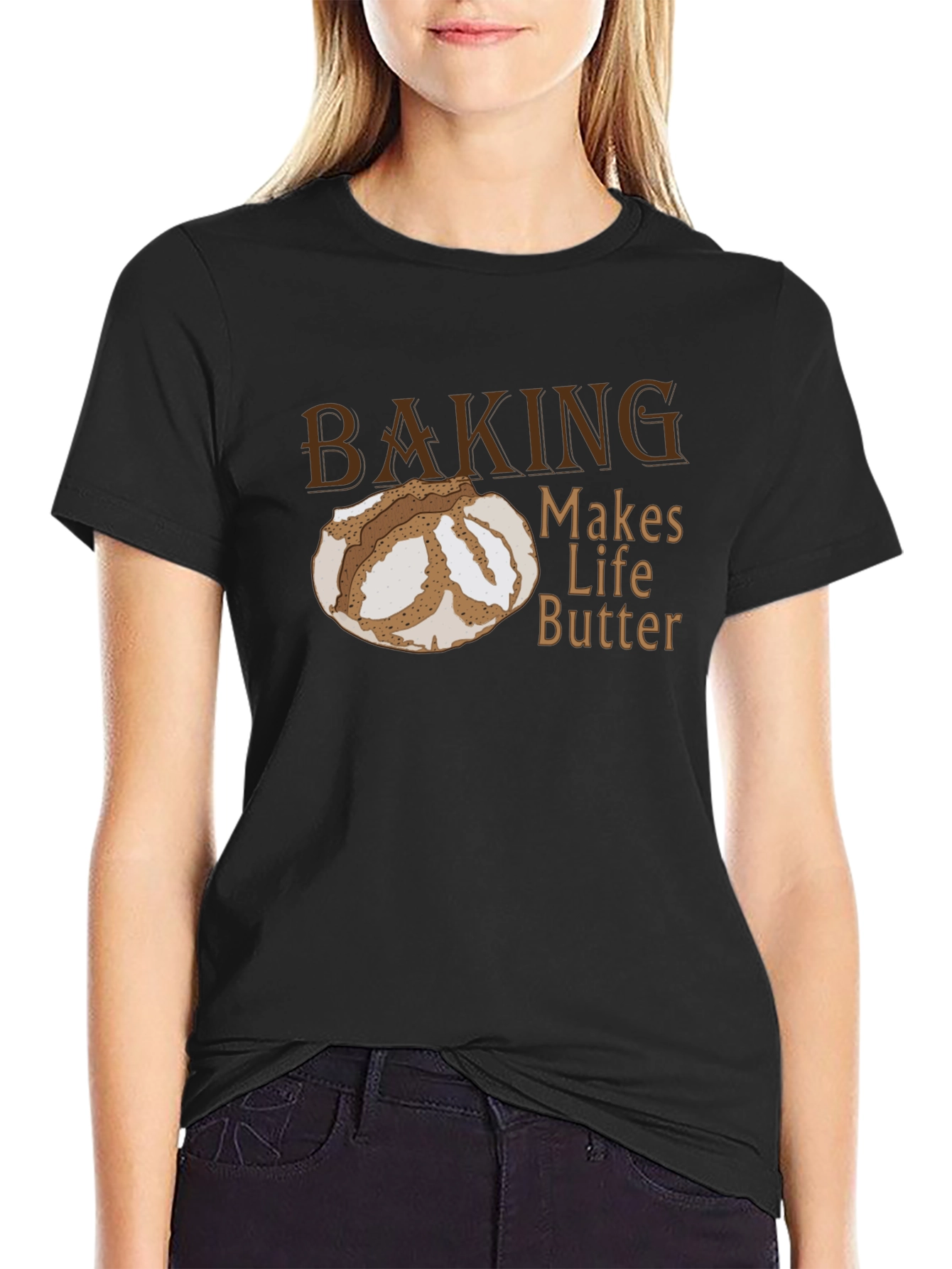 Black Baking Makes Life Butter Funny T-Shirt view 2