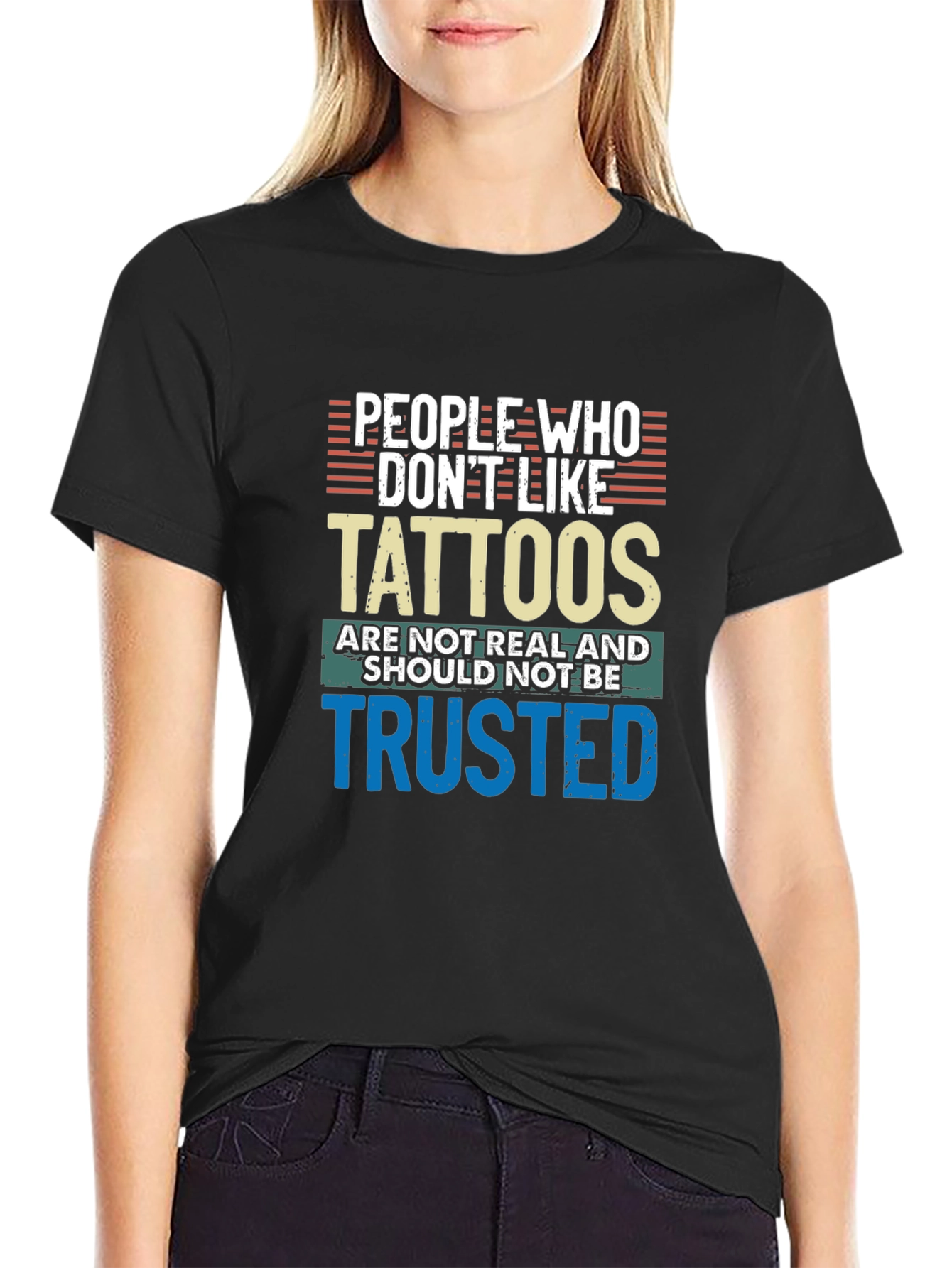 Black Tattoo Lover Tee: Distrust the Tattoo-less! view 2