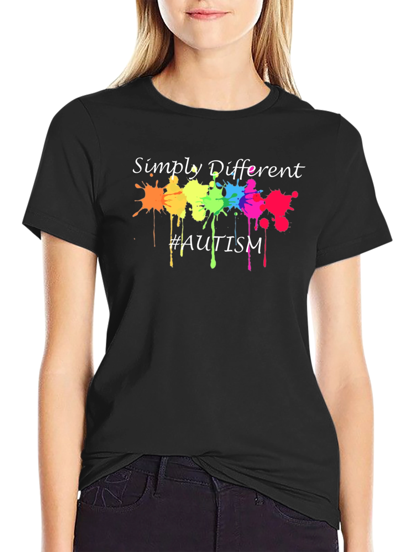 Black Simply Different Autism Awareness T-Shirt view 2