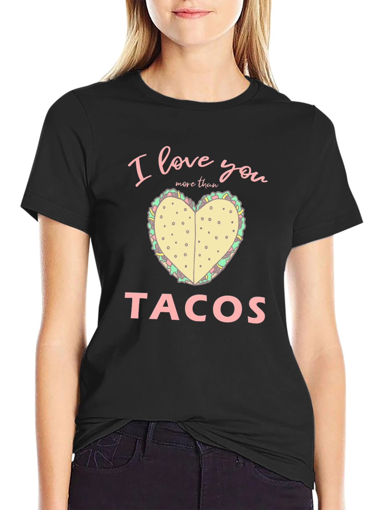 Black I Love You More Than Tacos Graphic Tee view 2