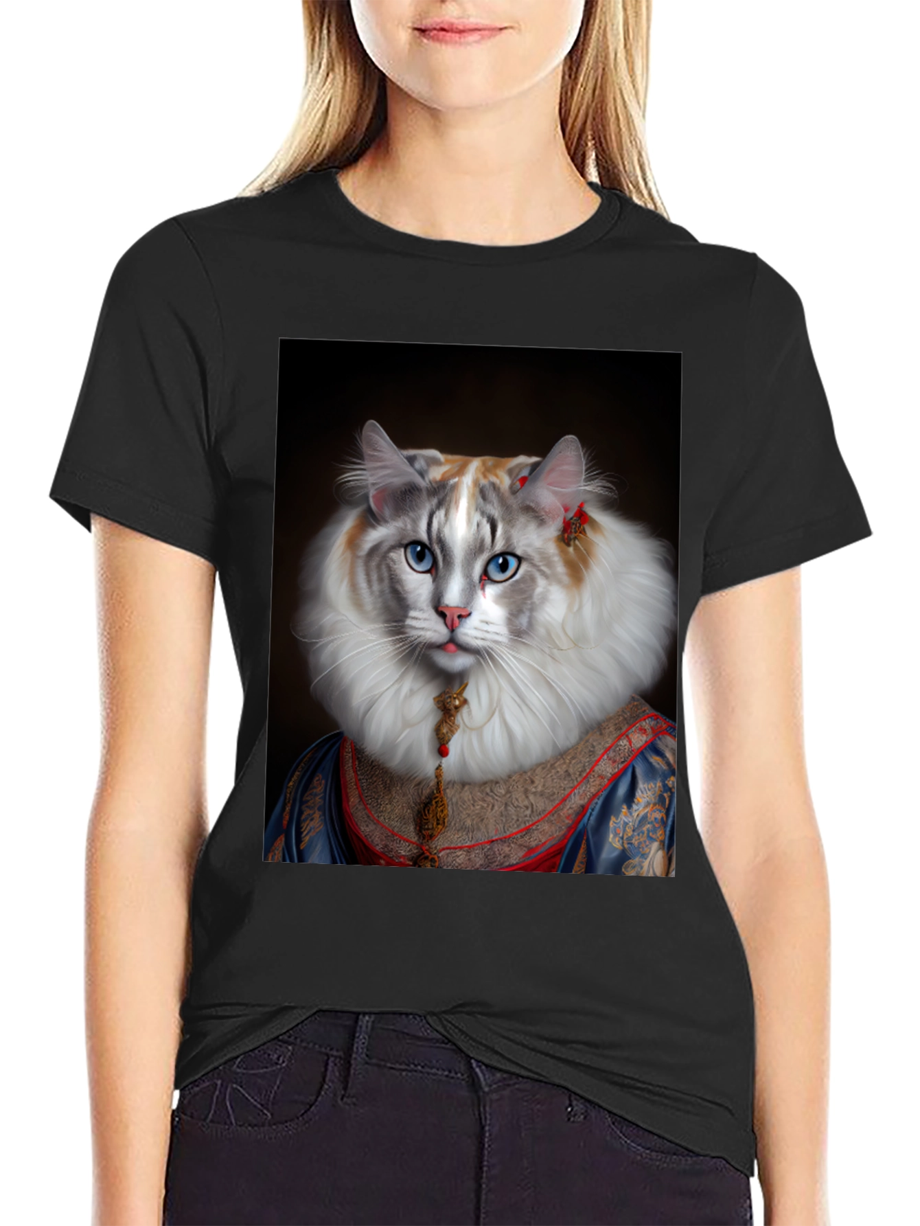 Black Cat Royalty Graphic T-Shirt - Unique Design view 2