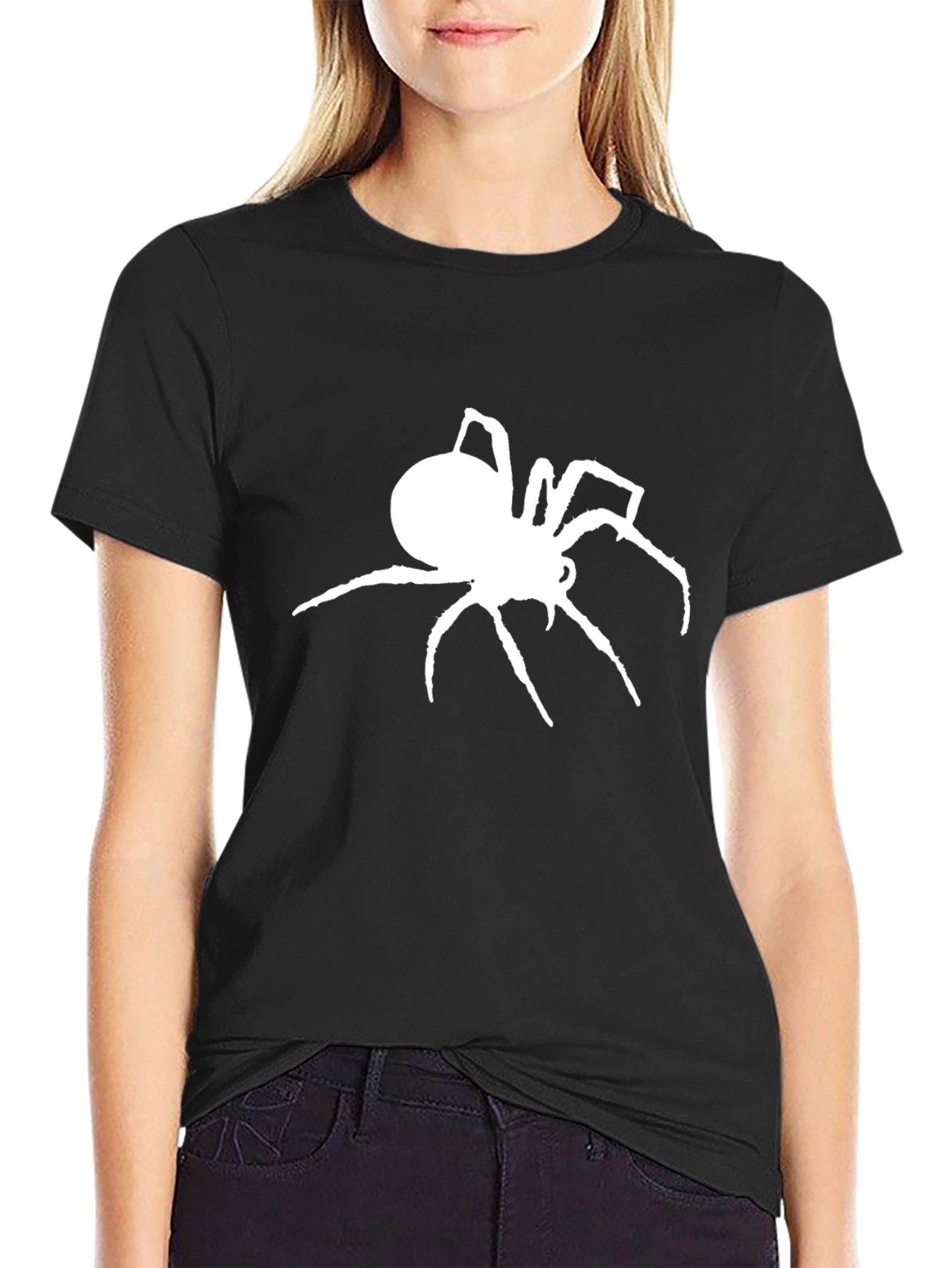 Black Spider Graphic Print Crew Neck Tee view 2