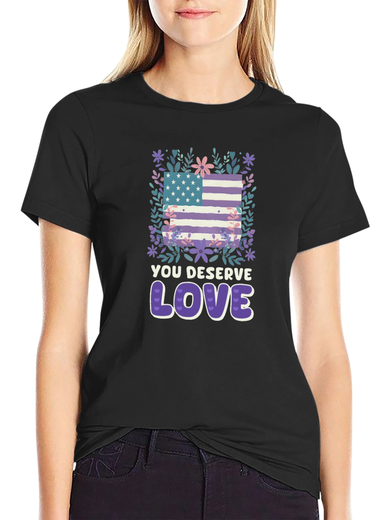 Black You Deserve Love Graphic Tee view 2