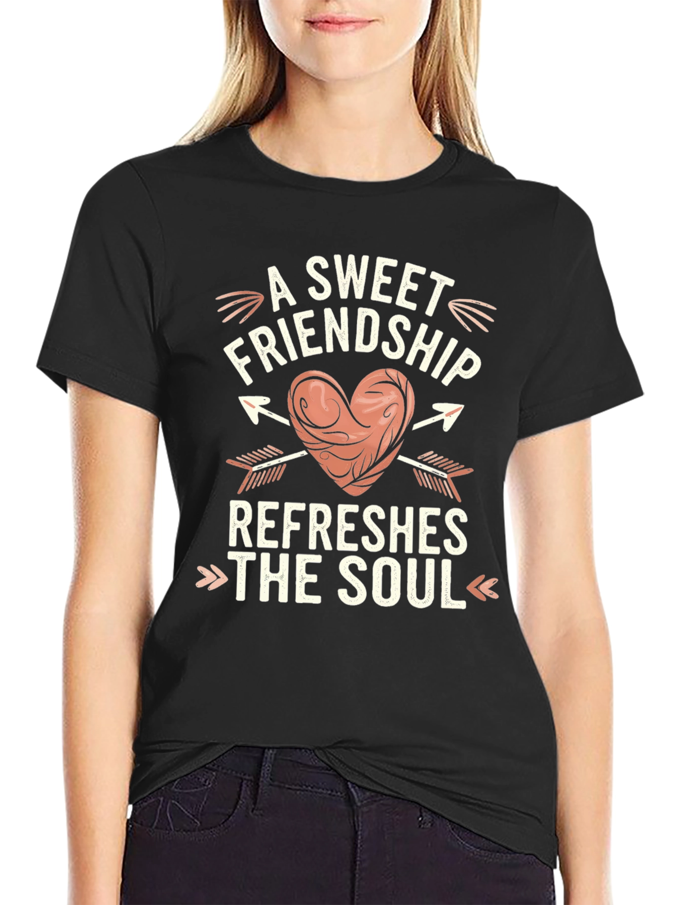 Black Sweet Friendship Heart Graphic Tee view 2