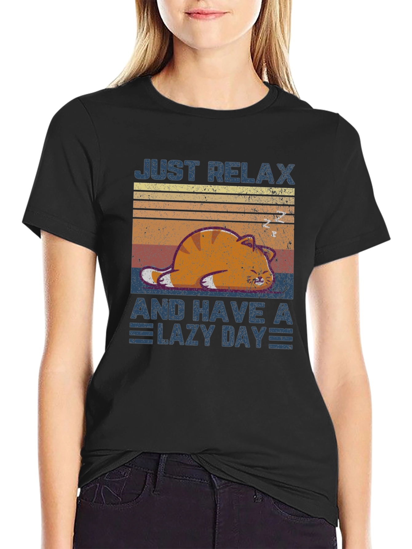 Black Just Relax Lazy Day T-Shirt view 2