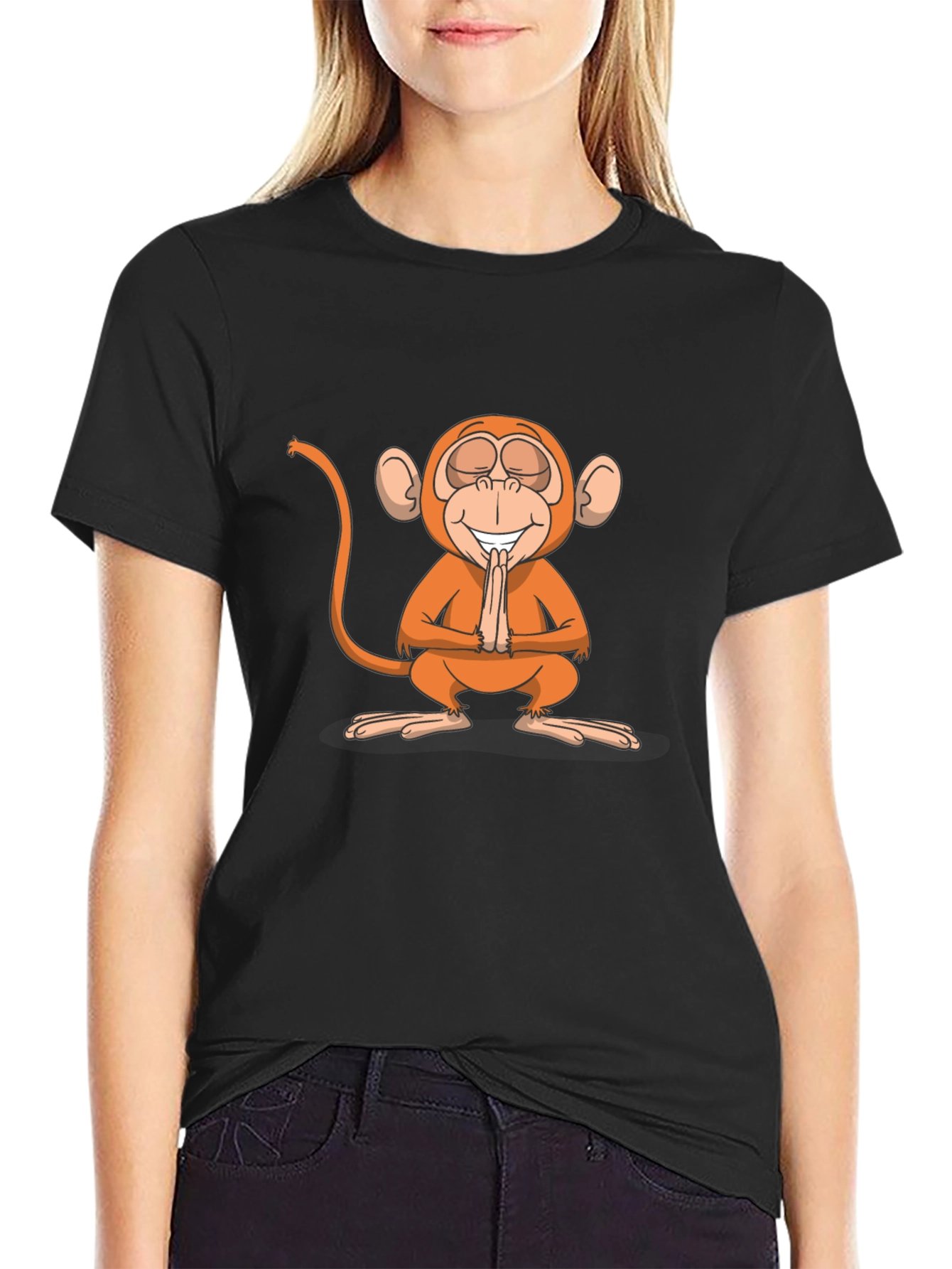 Black Zen Monkey Graphic Tee - Black Unisex T-Shirt view 2