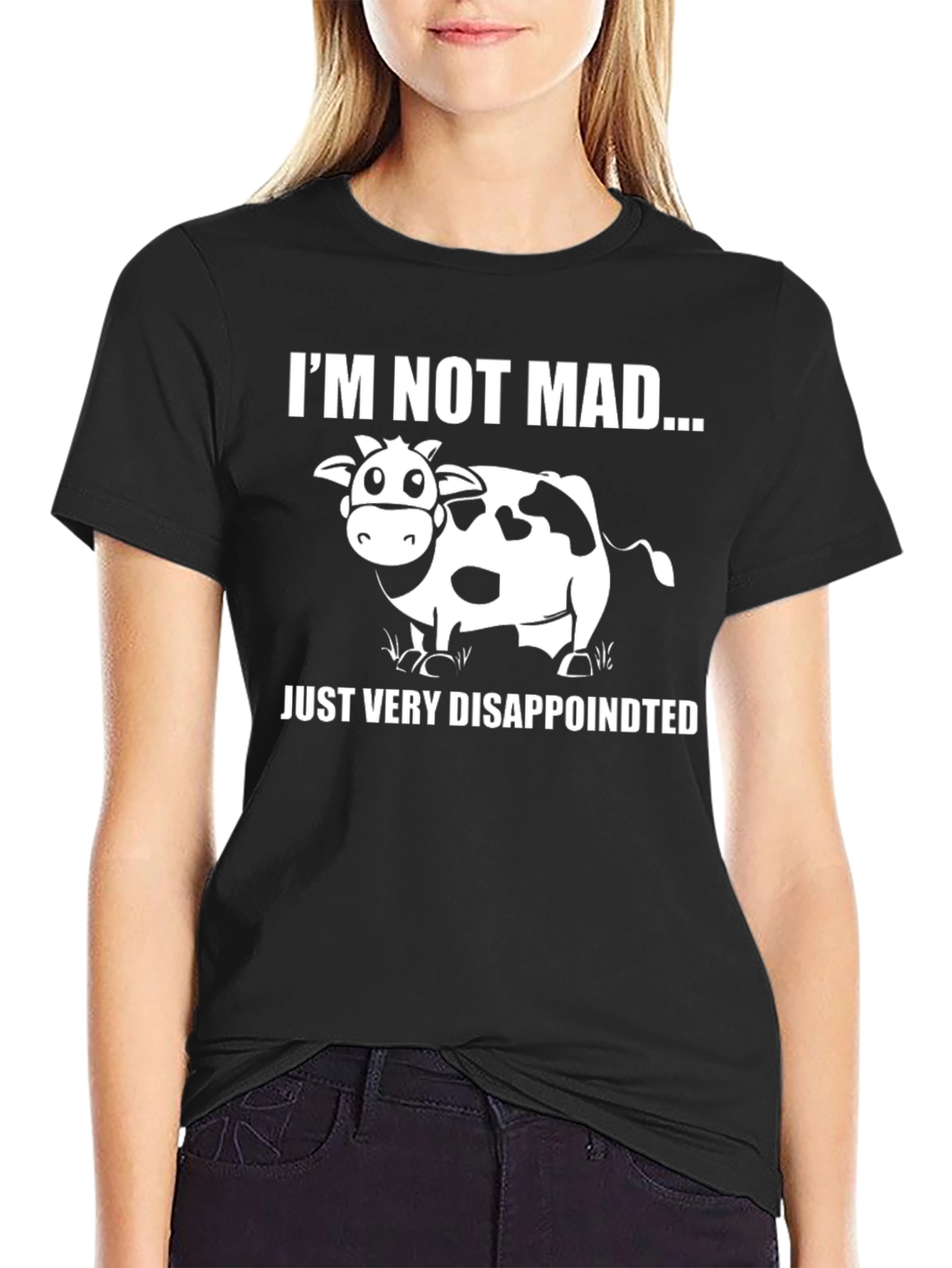 Black I'm Not Mad Just Very Disappoint Cow Graphic Tee view 2