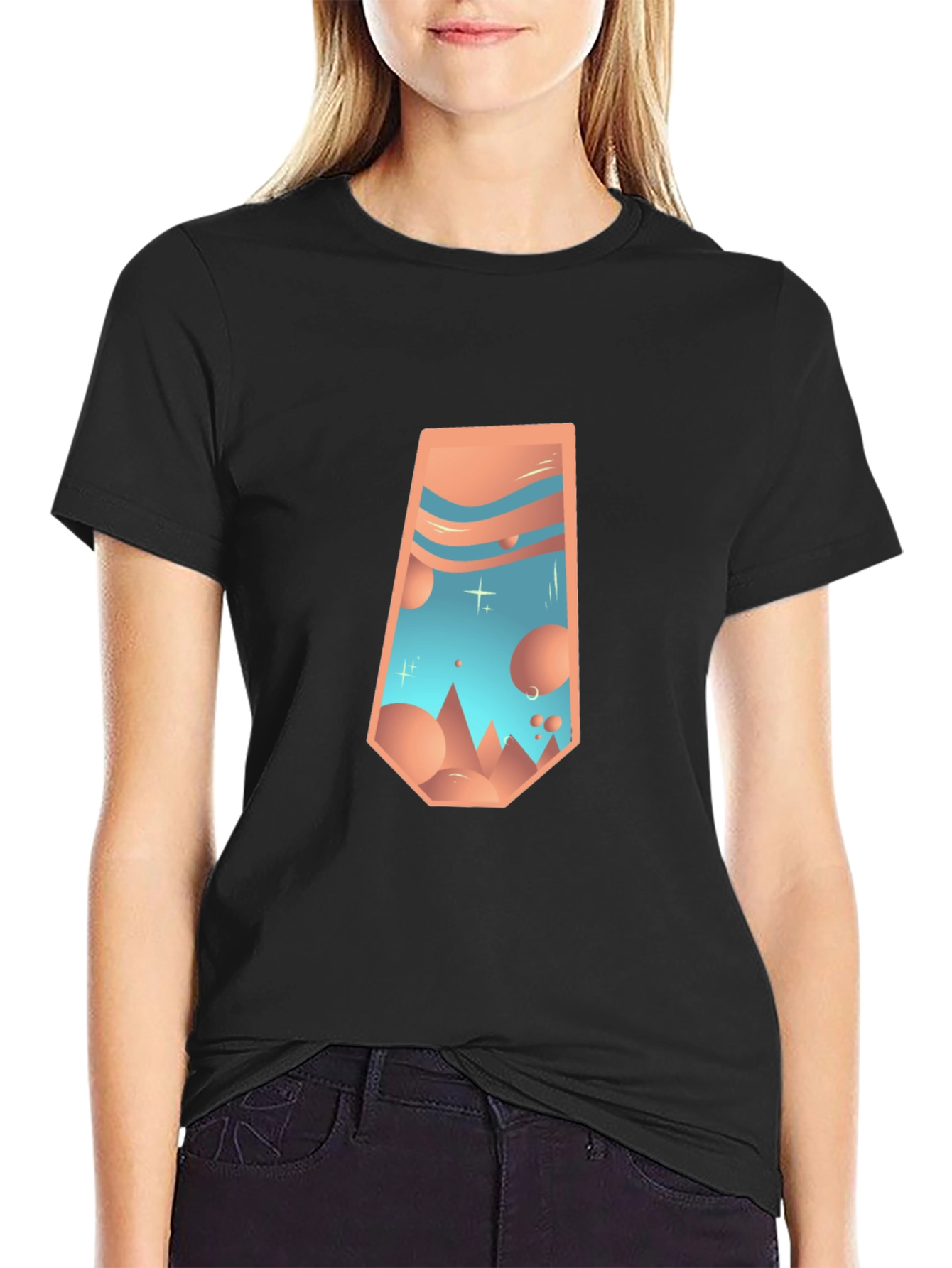 Black Abstract Desert Graphic Tee view 2