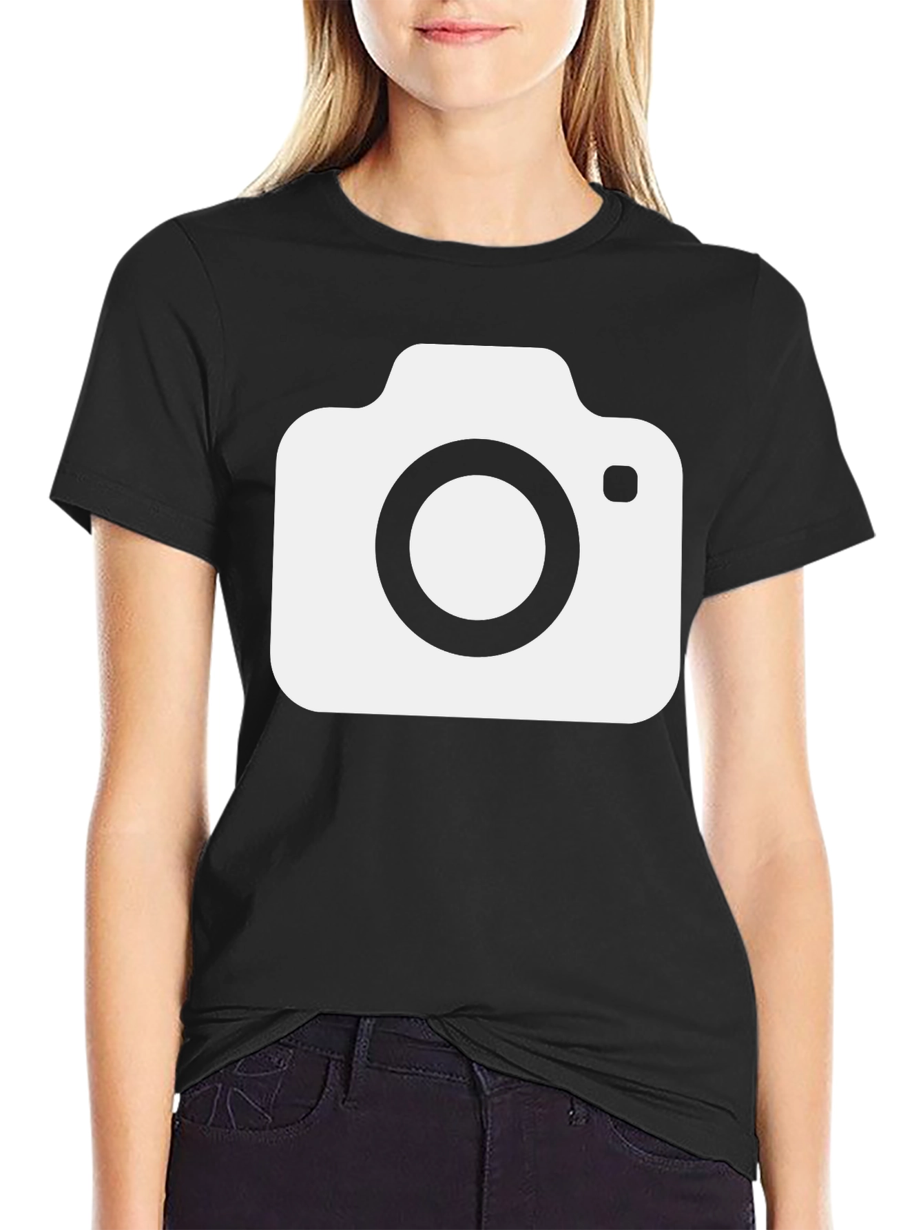Black Camera Graphic T-Shirt - Black Cotton Tee view 2