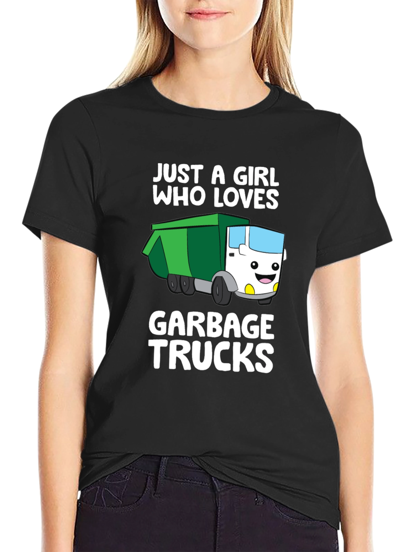 Black Girl Who Loves Garbage Trucks T-Shirt view 2