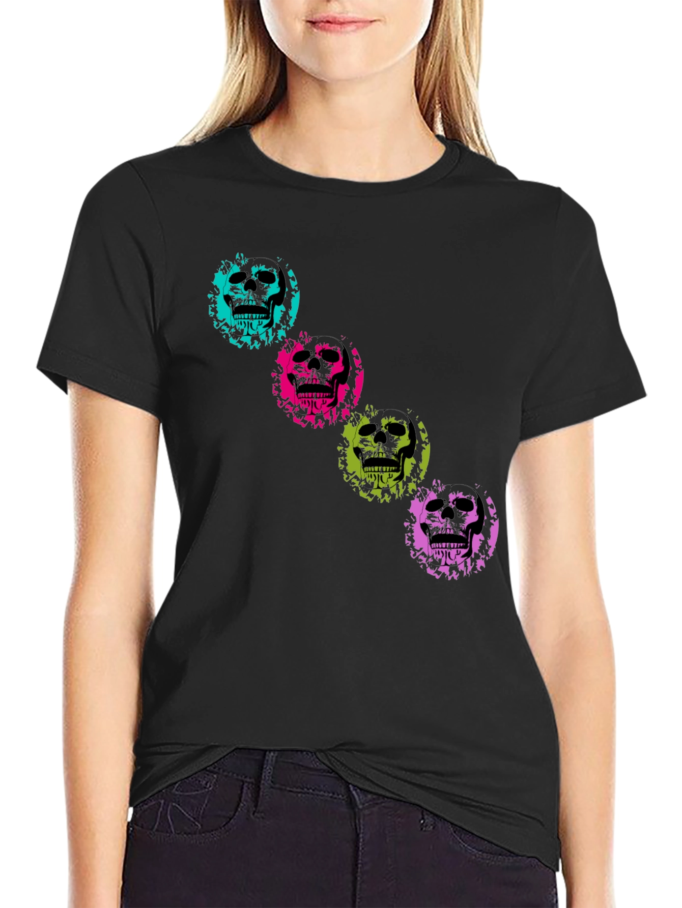 Black Skull Graphic T-Shirt - Stylish Cotton Tee view 2