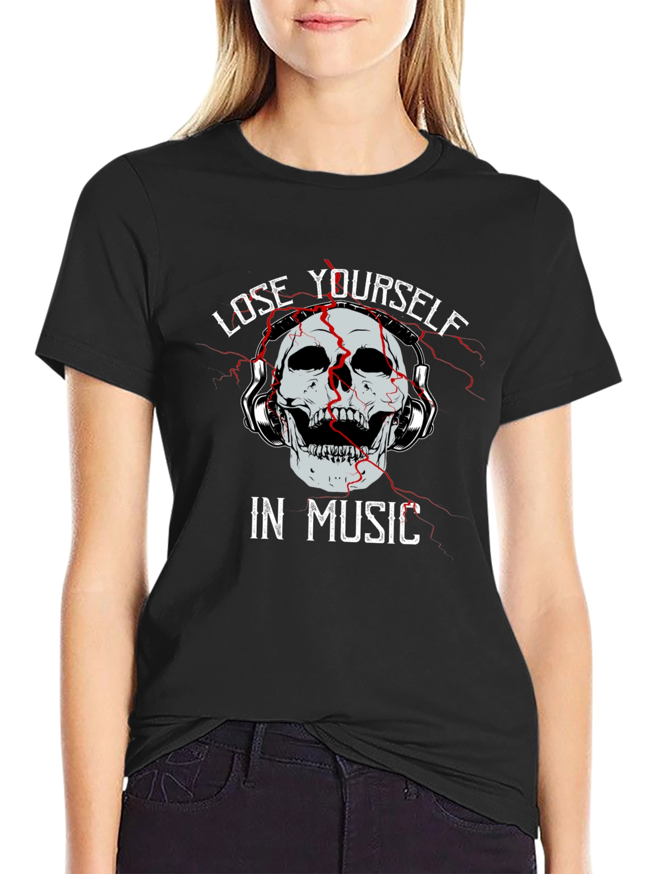 Black Lose Yourself in Music Graphic T-Shirt view 2