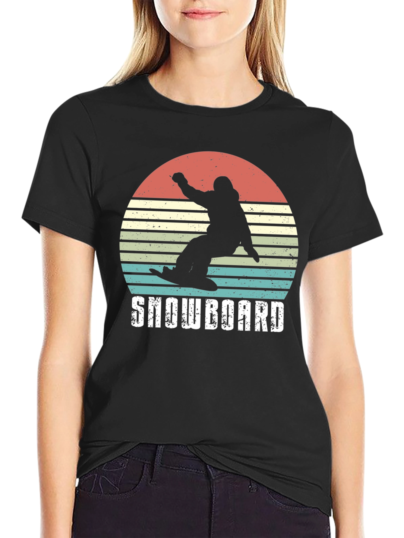 Black Snowboard Retro Graphic Tee view 2