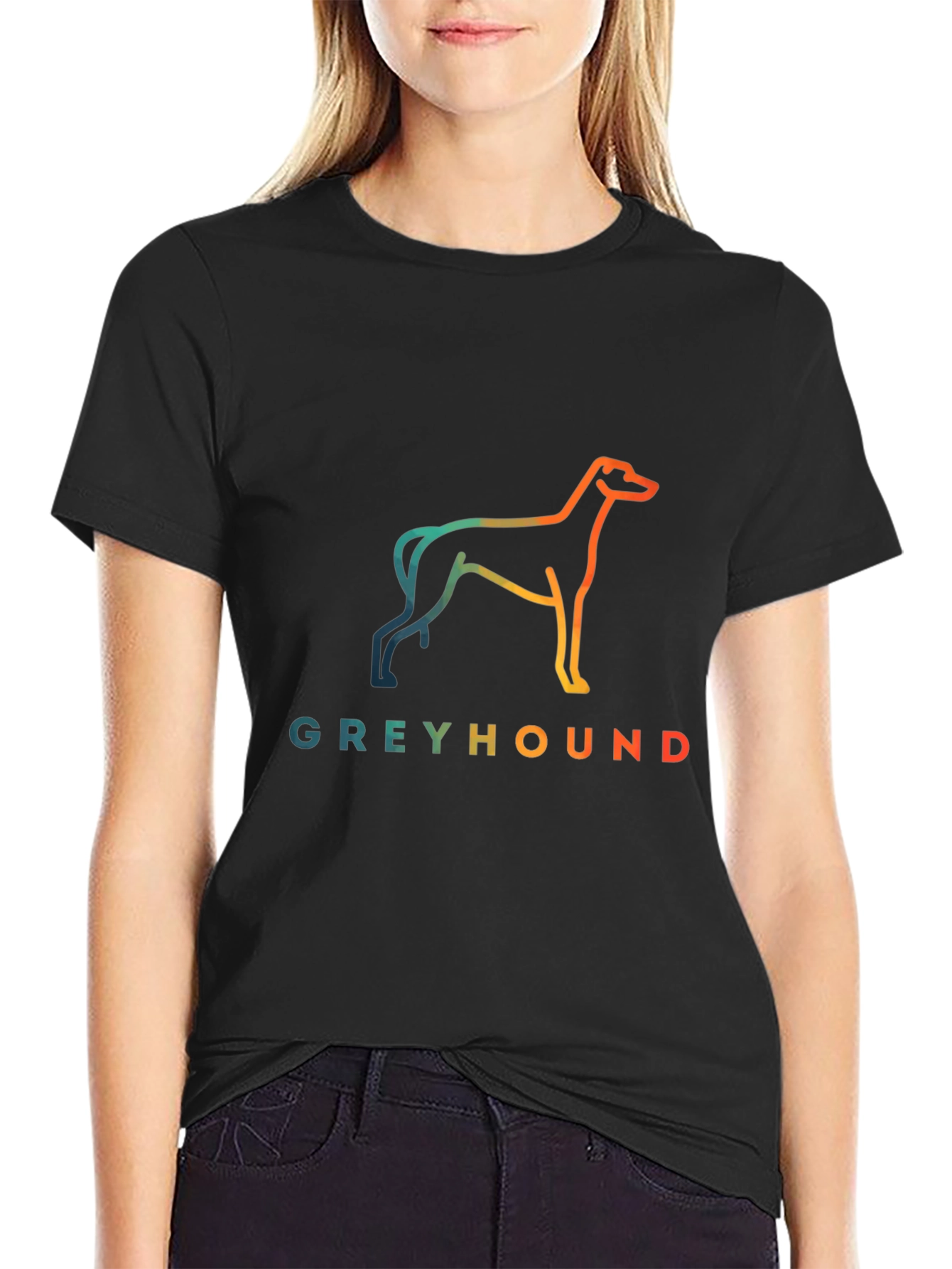 Black Greyhound Dog Graphic Tee - Unisex Black T-Shirt view 2