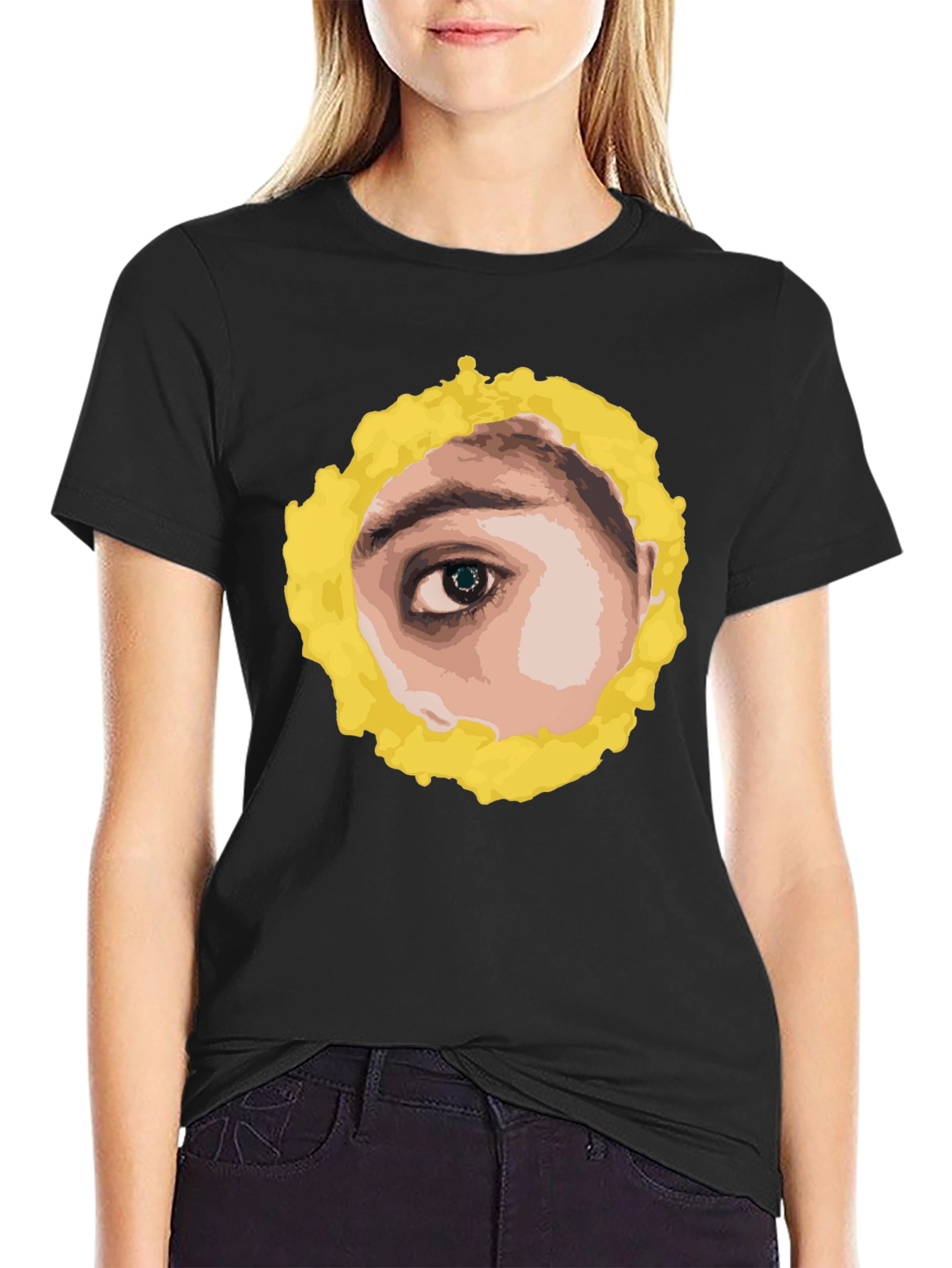 Black Eye See You Graphic Tee - Black Cotton T-Shirt view 2
