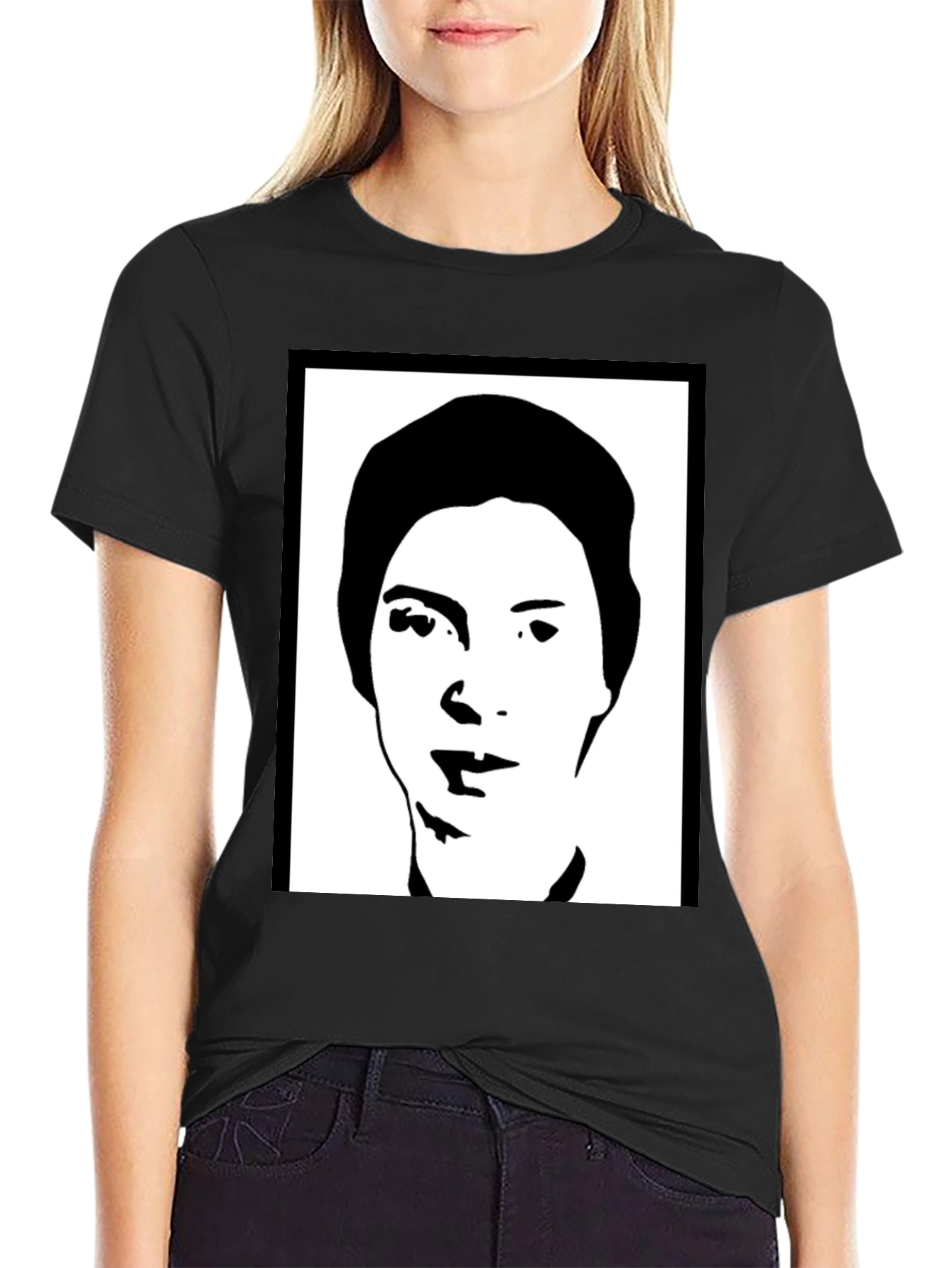 Black Black Graphic Tee - Silhouetted Face view 2